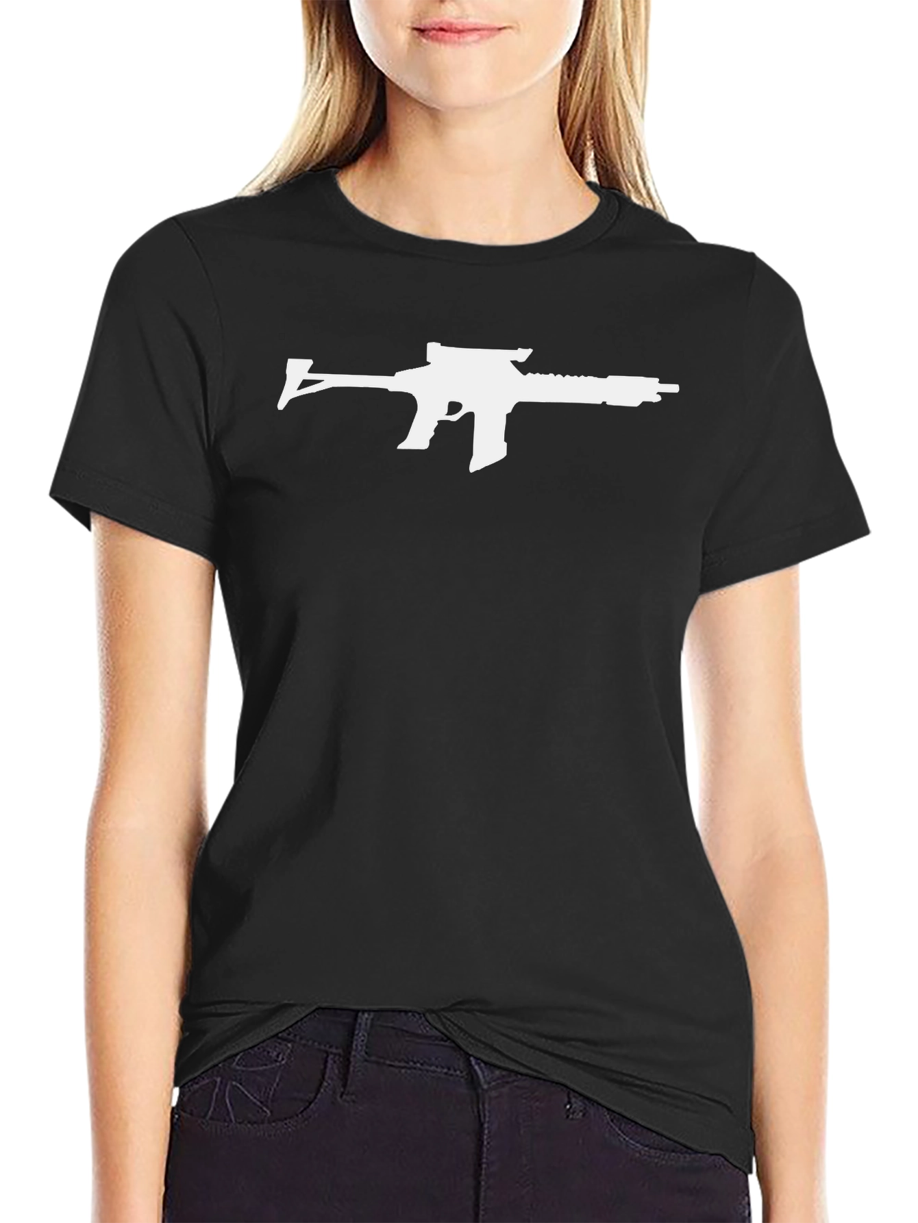 Rifle Graphic Tee - Bold Black Cotton T-Shirt