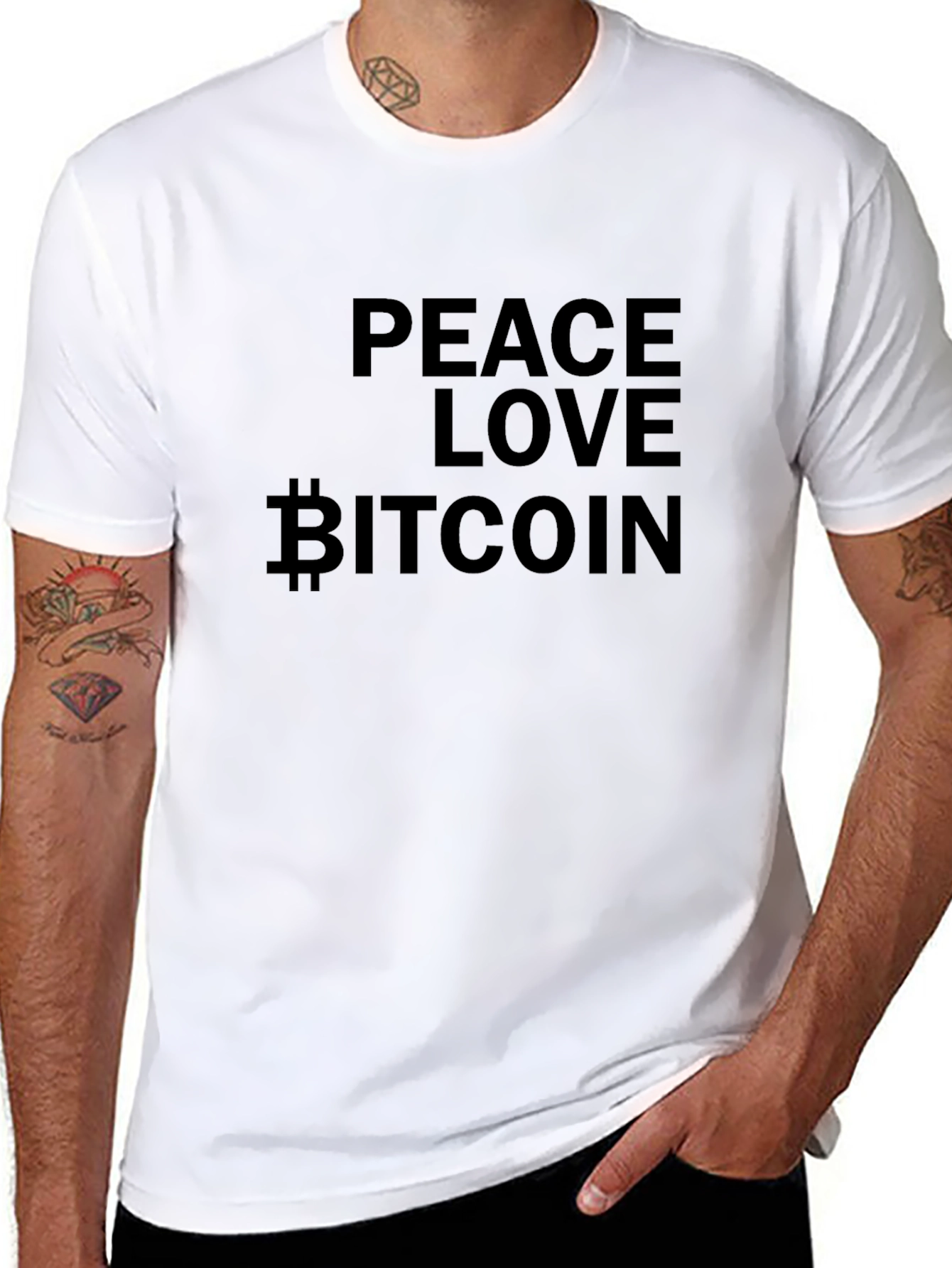 Peace Love Bitcoin Black T-Shirt