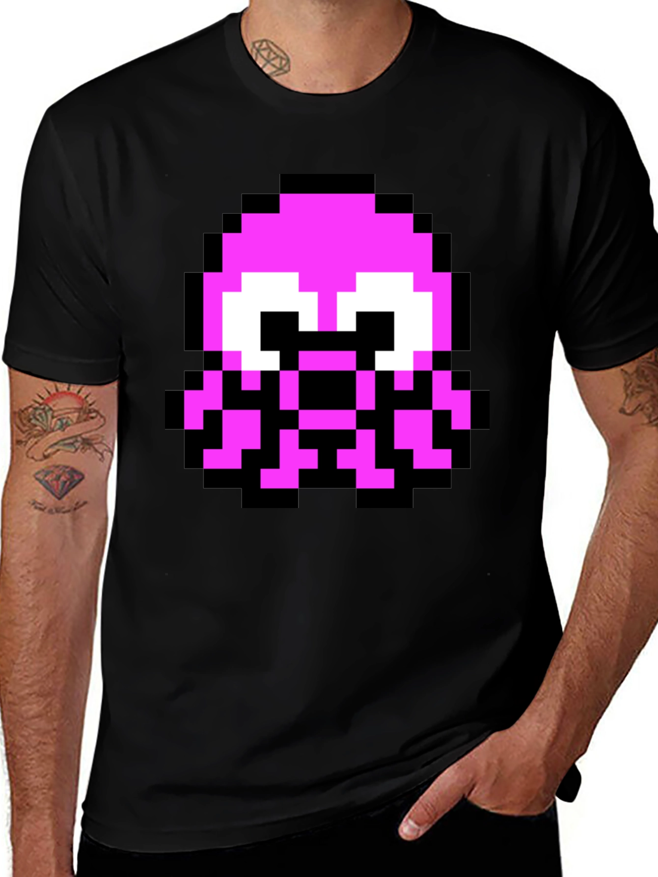 Pixel Octopus Graphic Tee - Black