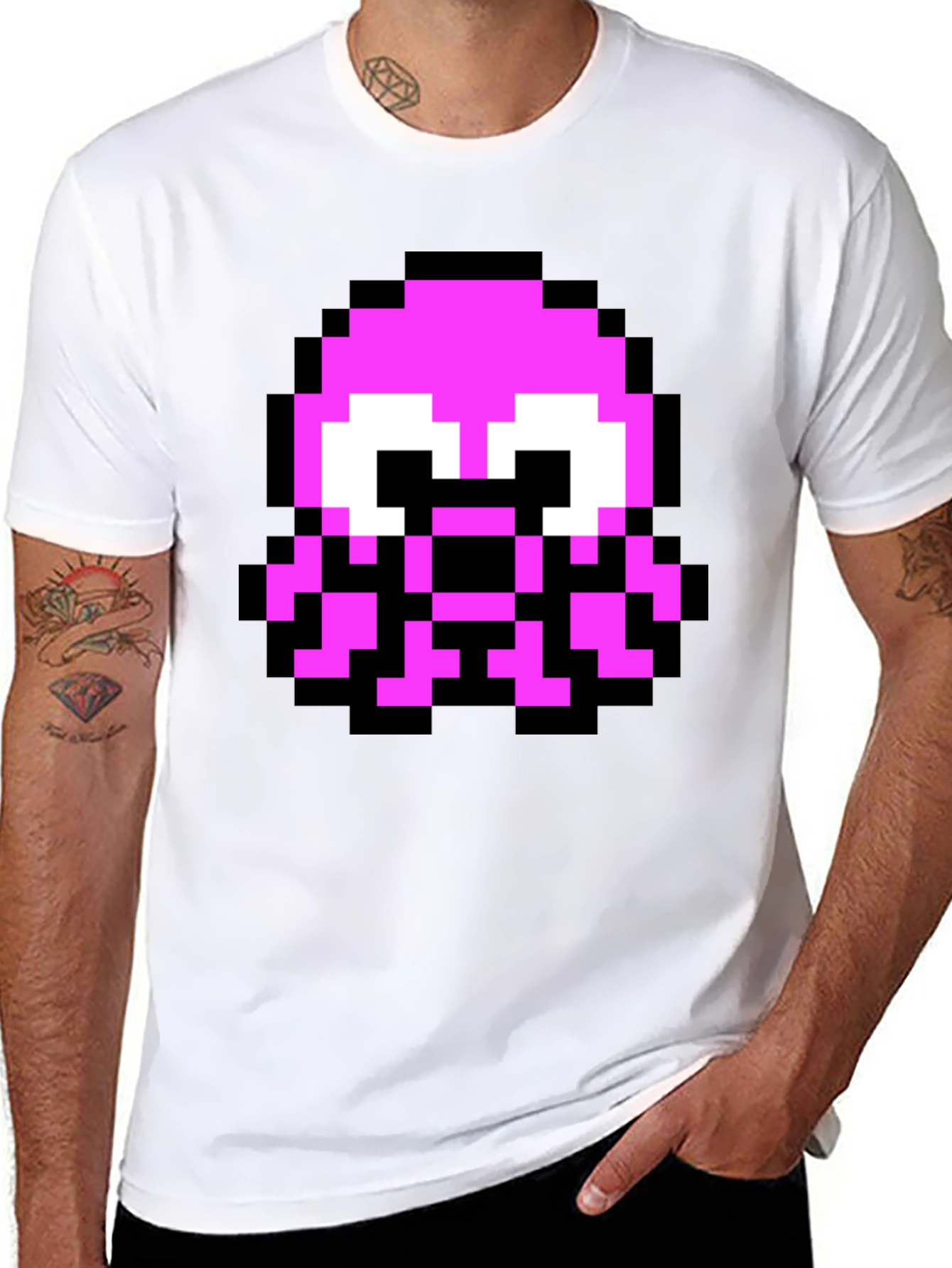 Pixel Octopus Graphic Tee - Black