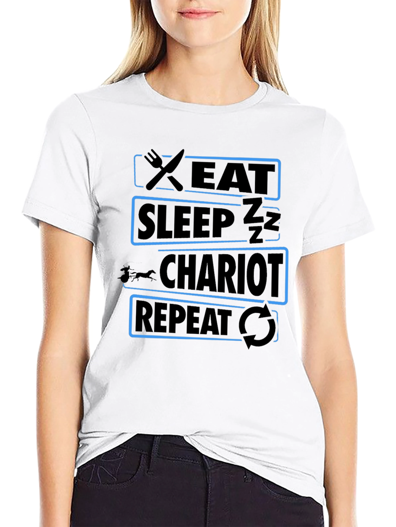 Eat Sleep Chariot Repeat Black T-Shirt