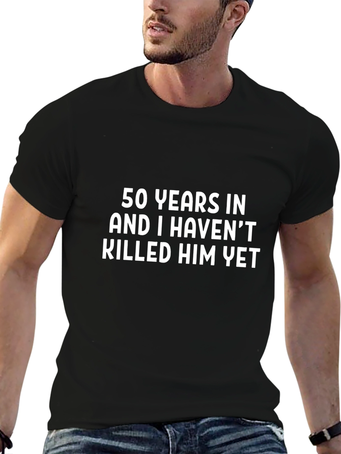 Funny 50 Years Anniversary Black Graphic T-Shirt