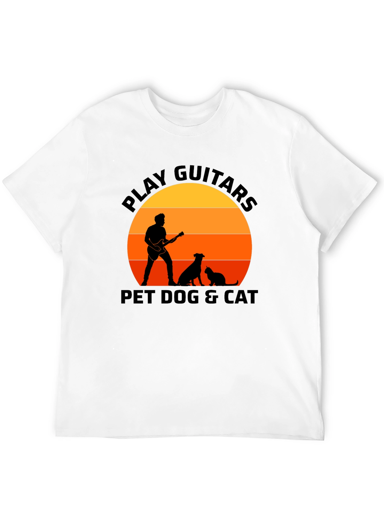 Play Guitars Pet Dog & Cat Black T-Shirt