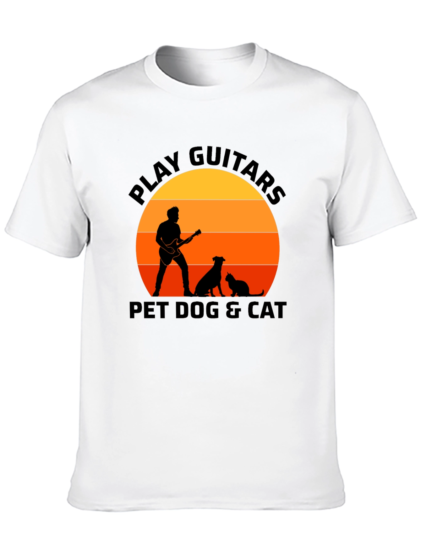 Play Guitars Pet Dog & Cat Black T-Shirt
