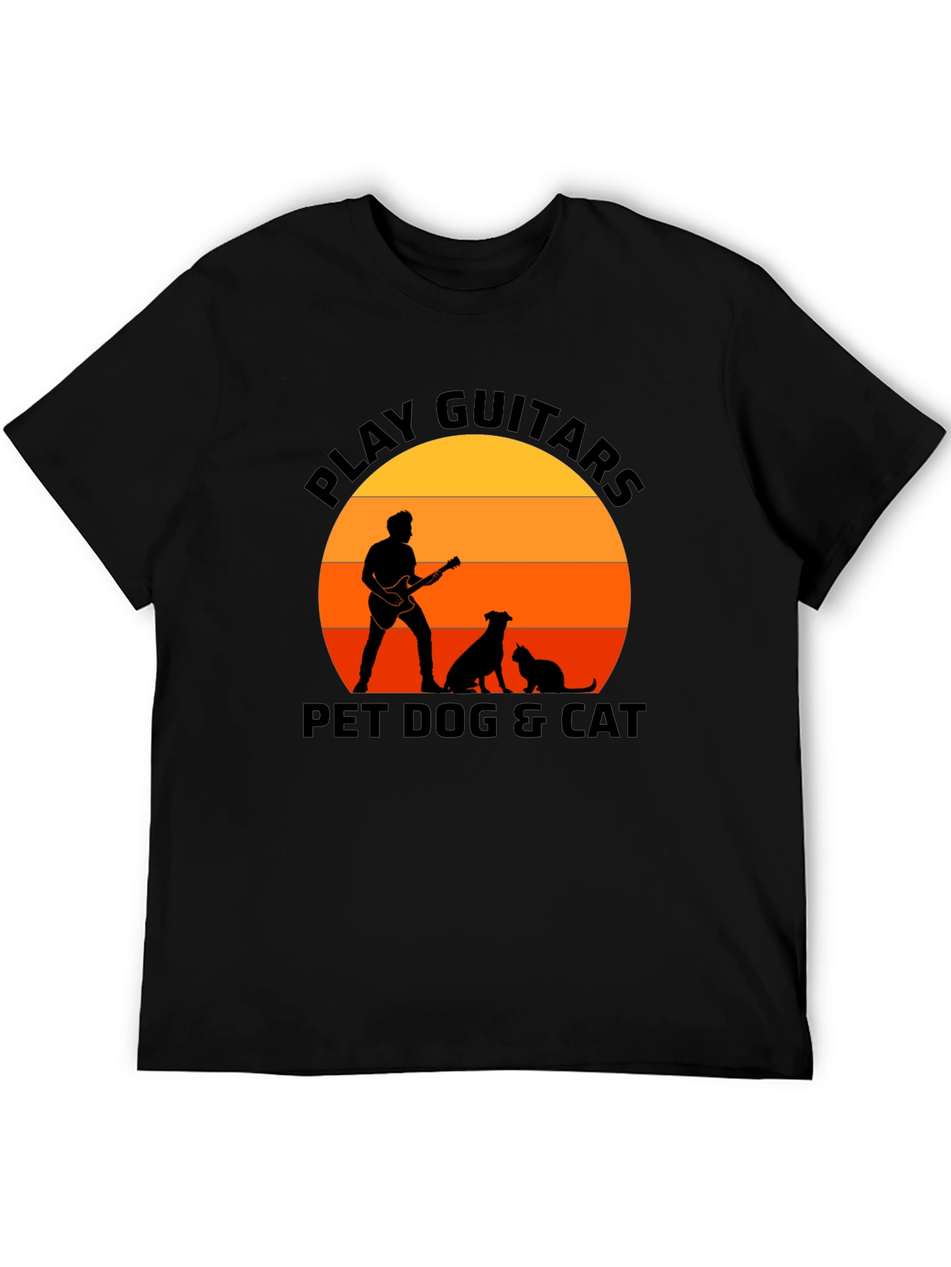 Play Guitars Pet Dog & Cat Black T-Shirt