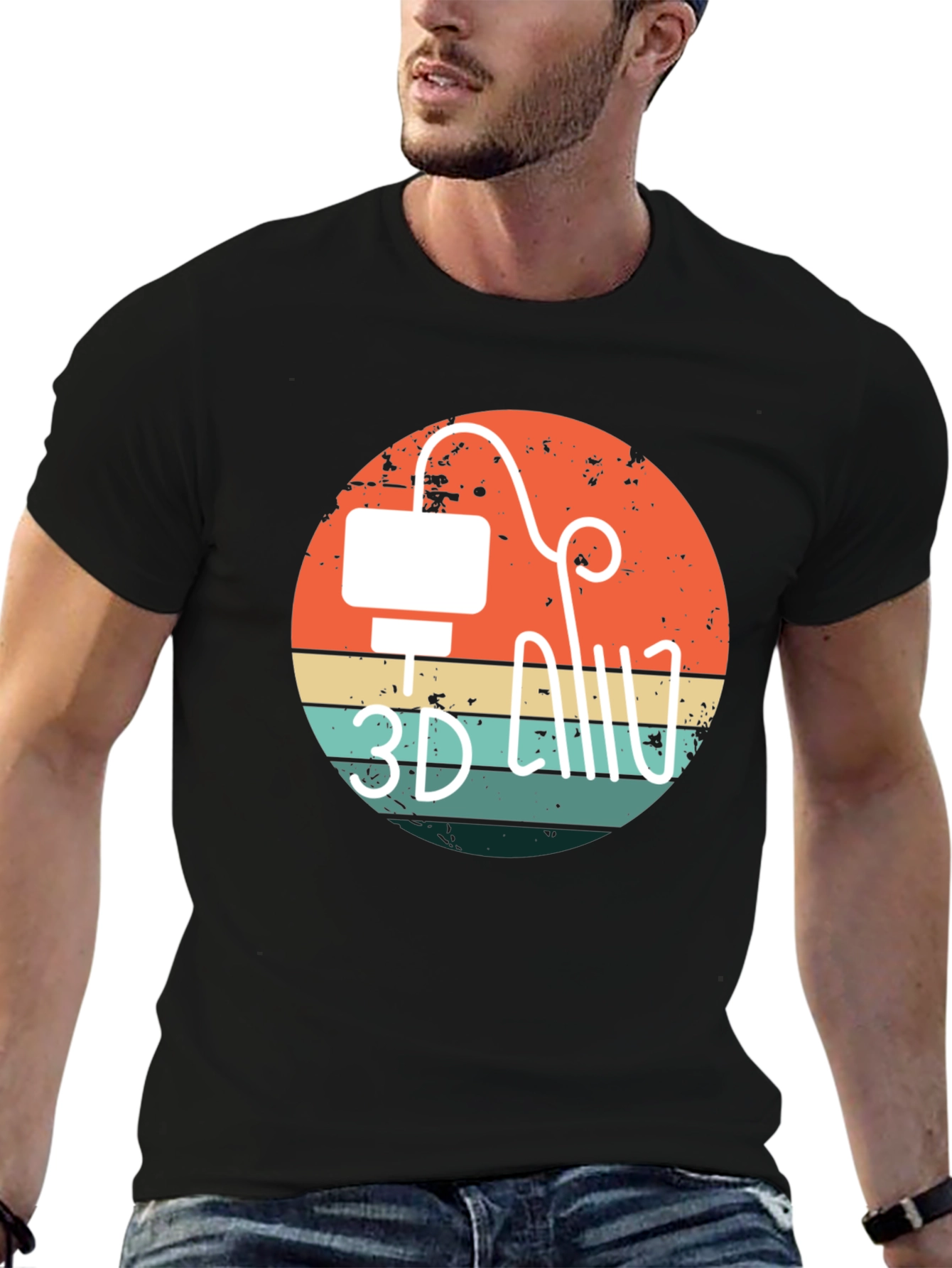 3D Printer Retro Style Black T-Shirt
