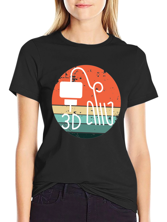 3D Printer Retro Style Black T-Shirt