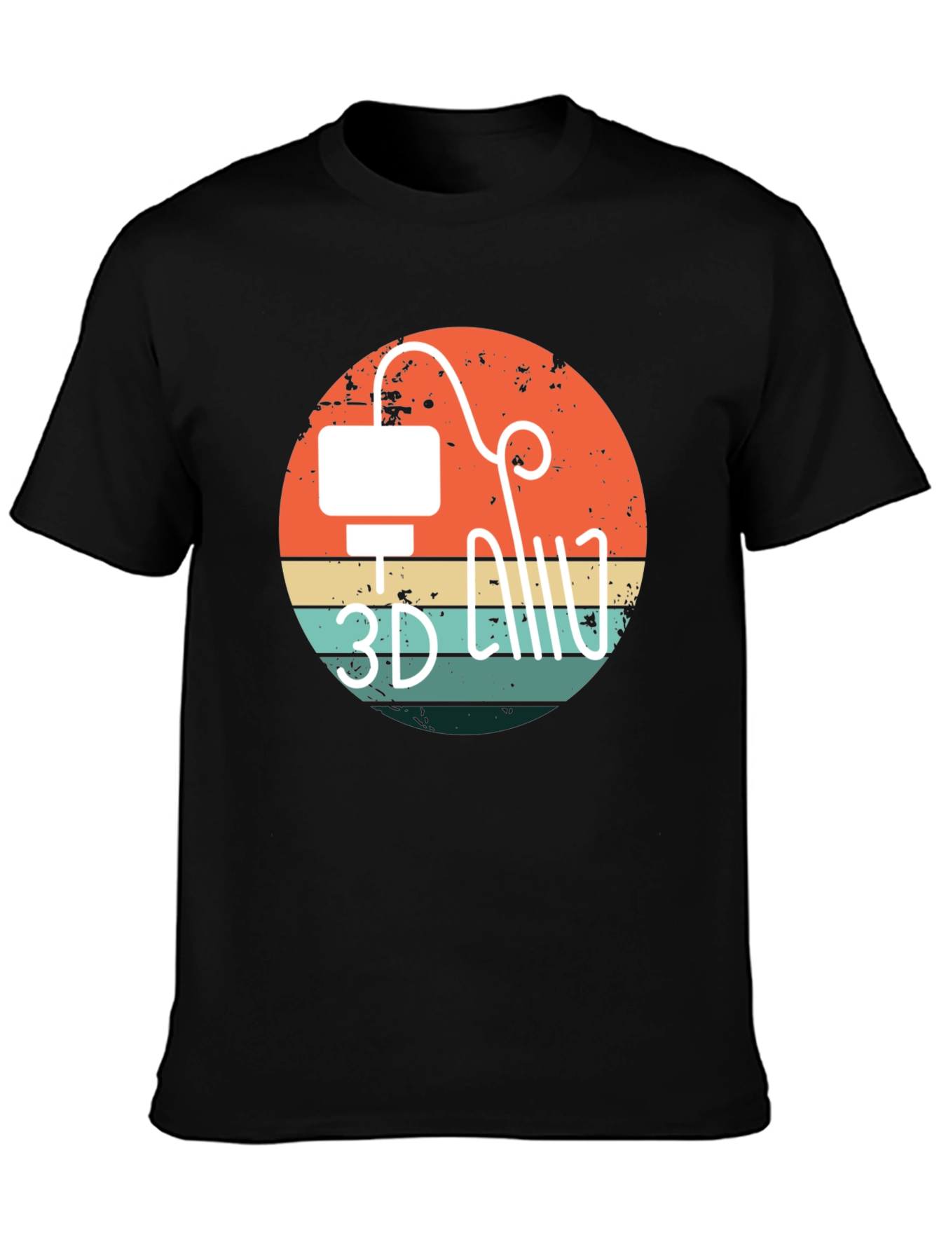 3D Printer Retro Style Black T-Shirt