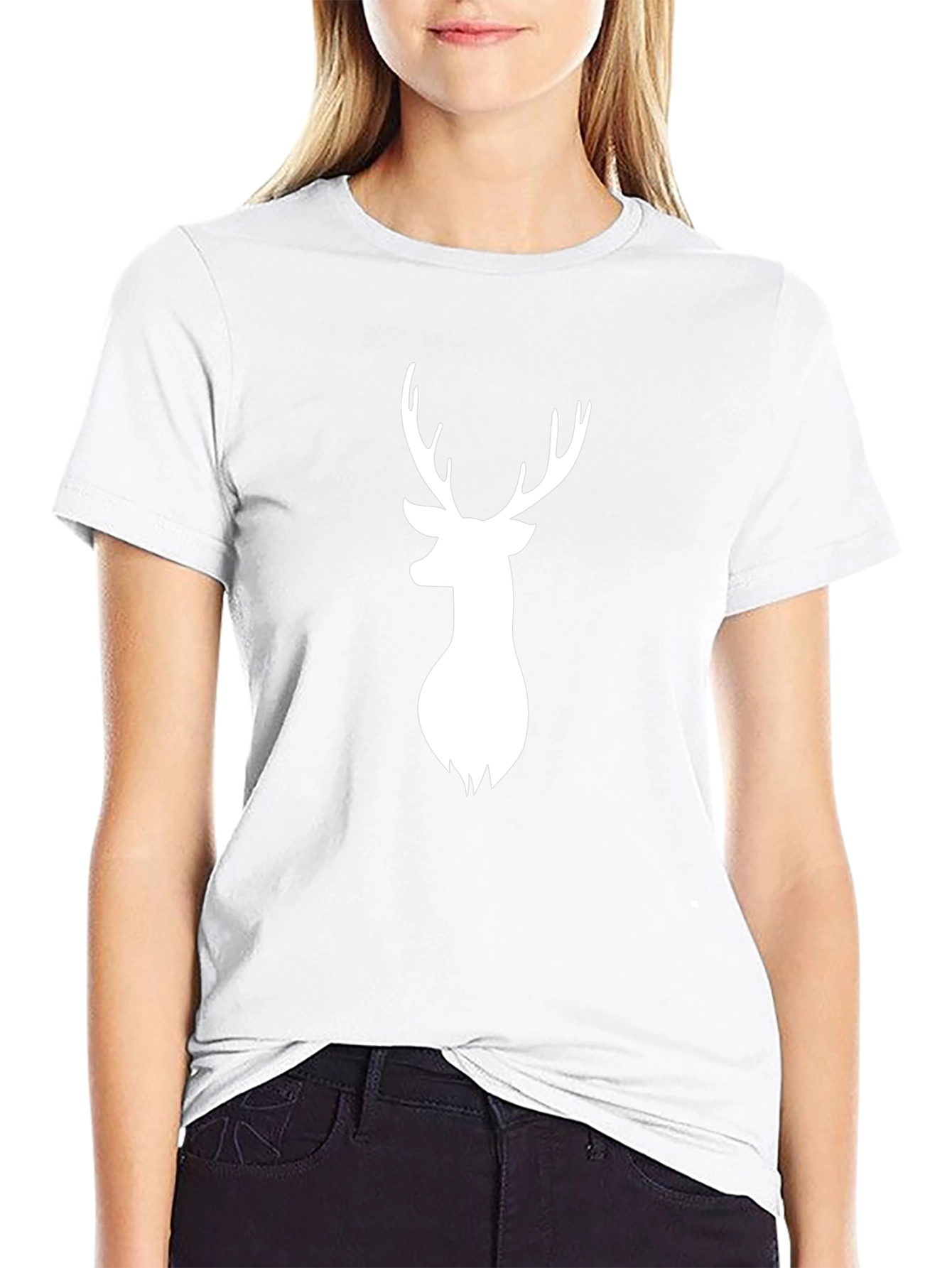 Deer Head Graphic Tee - Black Casual Shirt