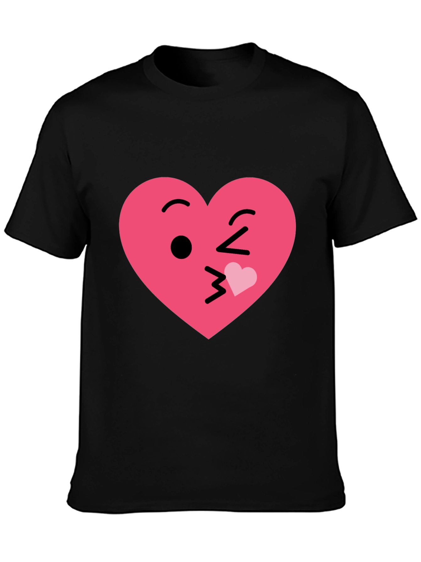 Kissing Heart Emoji Graphic Tee - Black