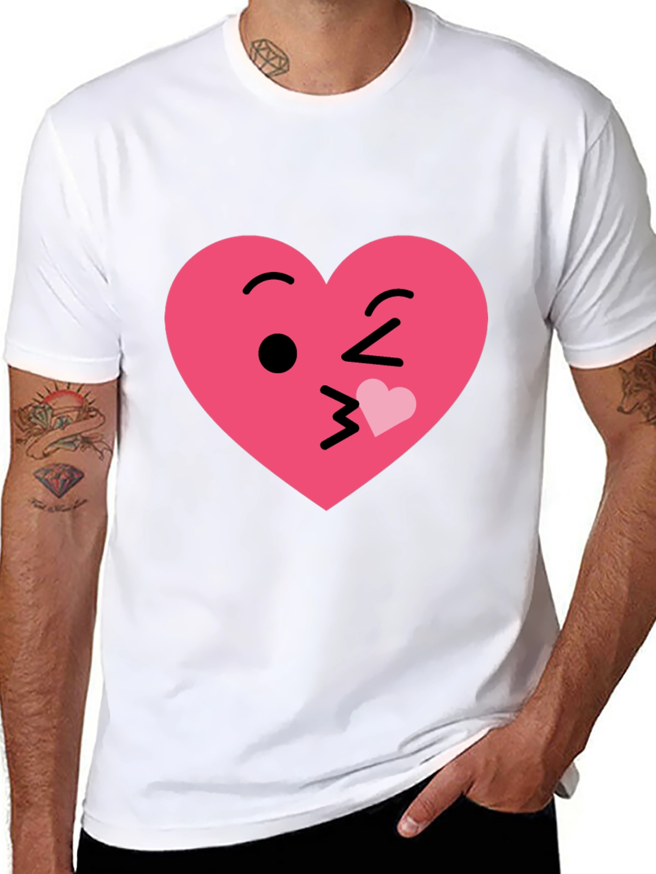 Kissing Heart Emoji Graphic Tee - Black
