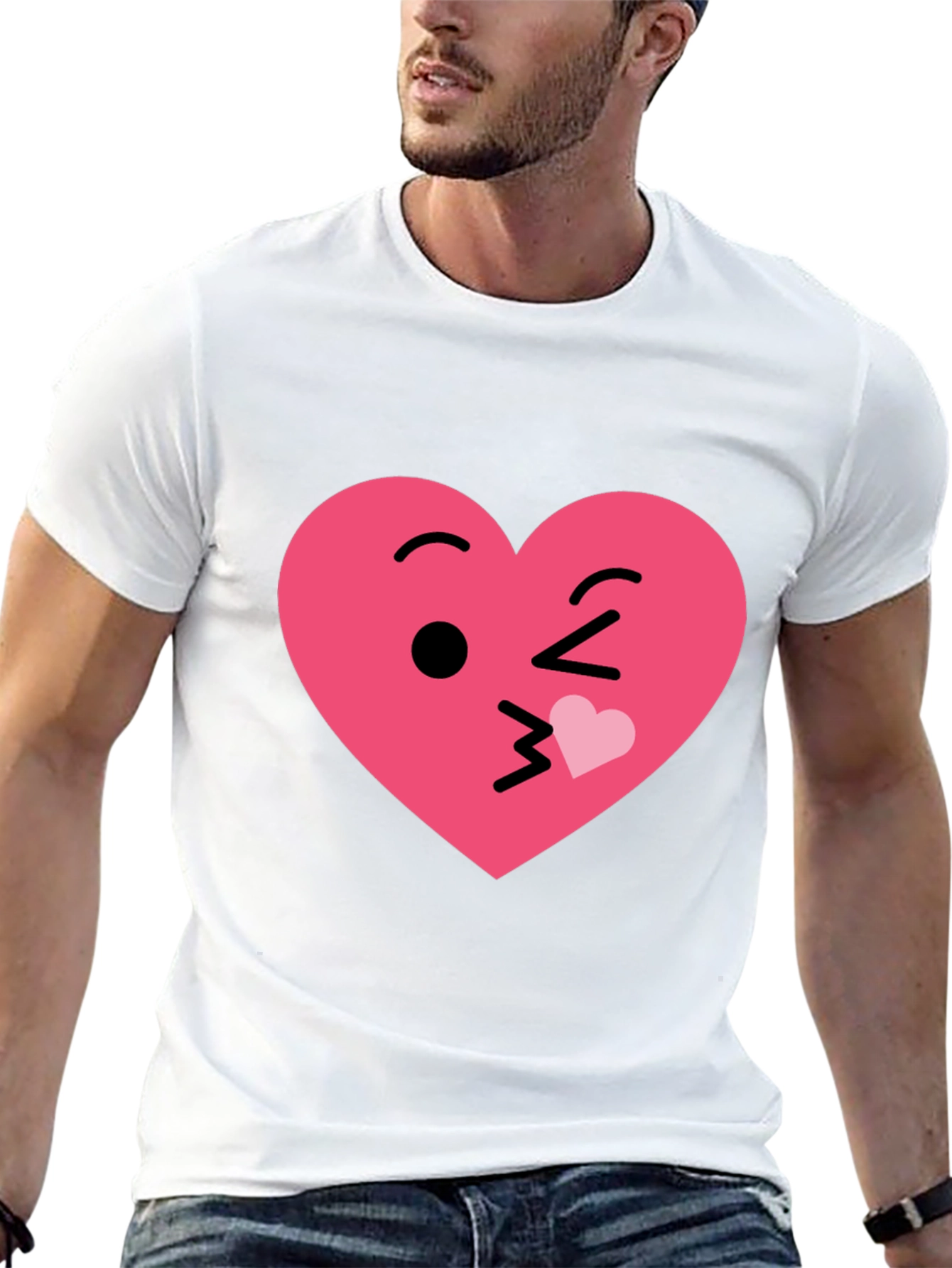 Kissing Heart Emoji Graphic Tee - Black