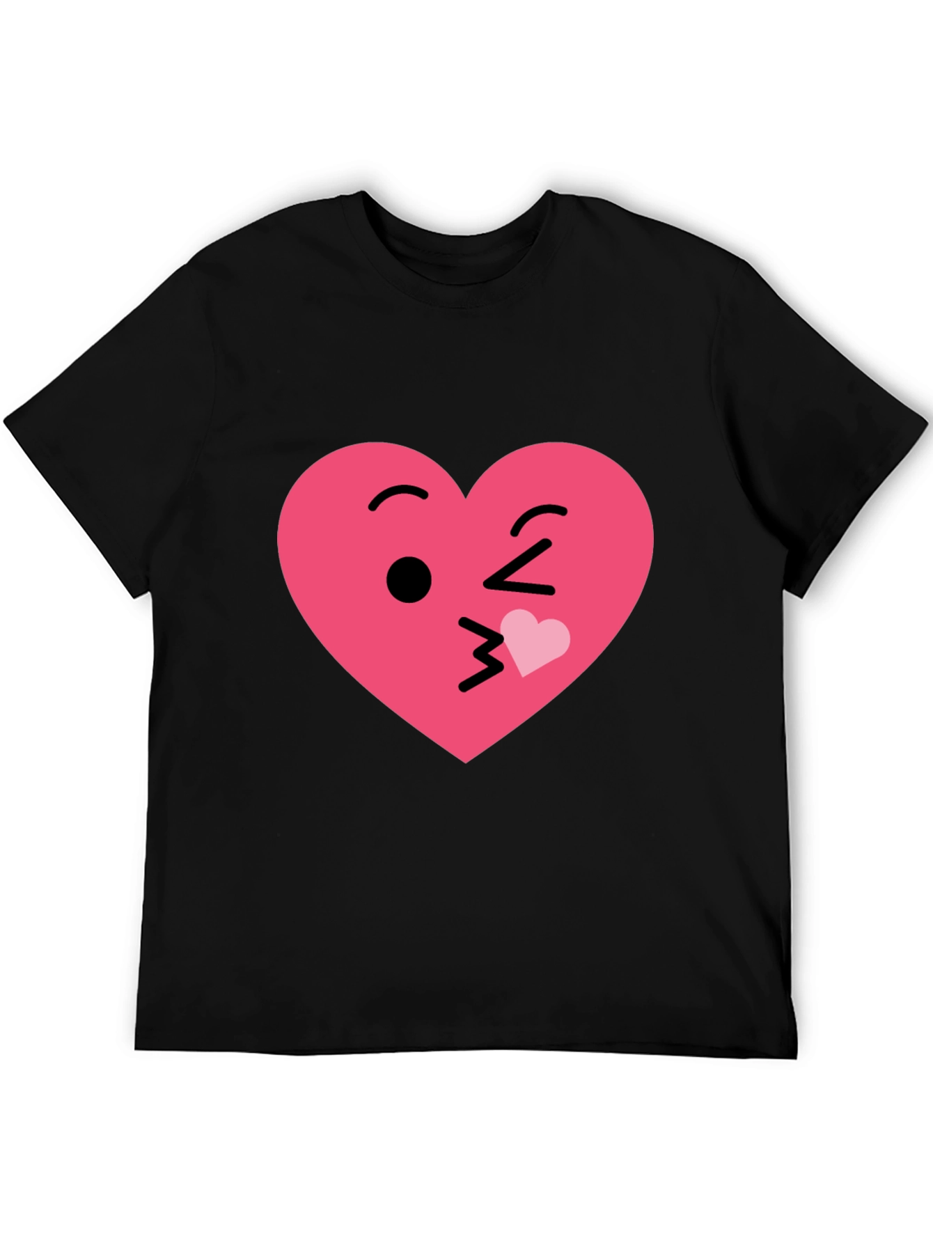 Kissing Heart Emoji Graphic Tee - Black