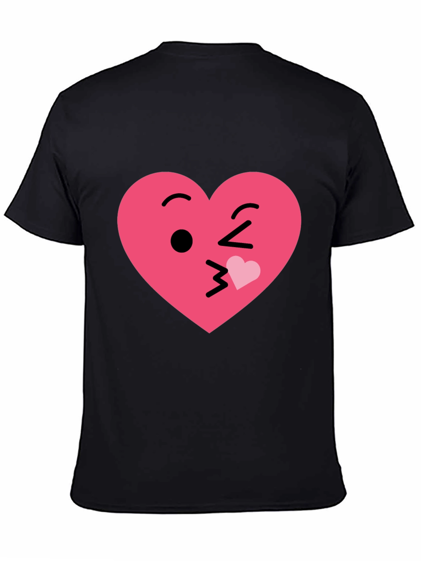 Kissing Heart Emoji Graphic Tee - Black