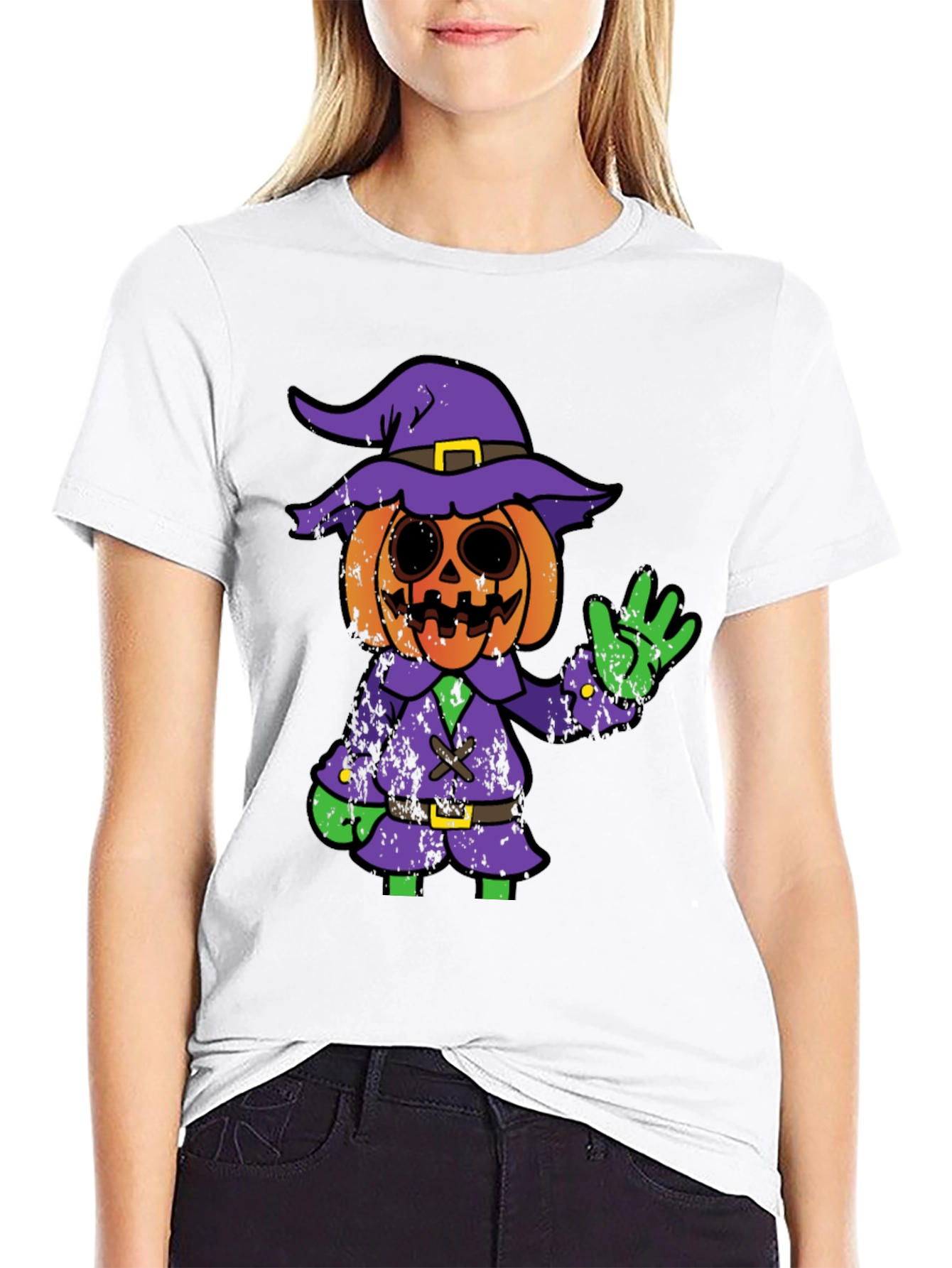 Halloween Pumpkin Witch Graphic Tee
