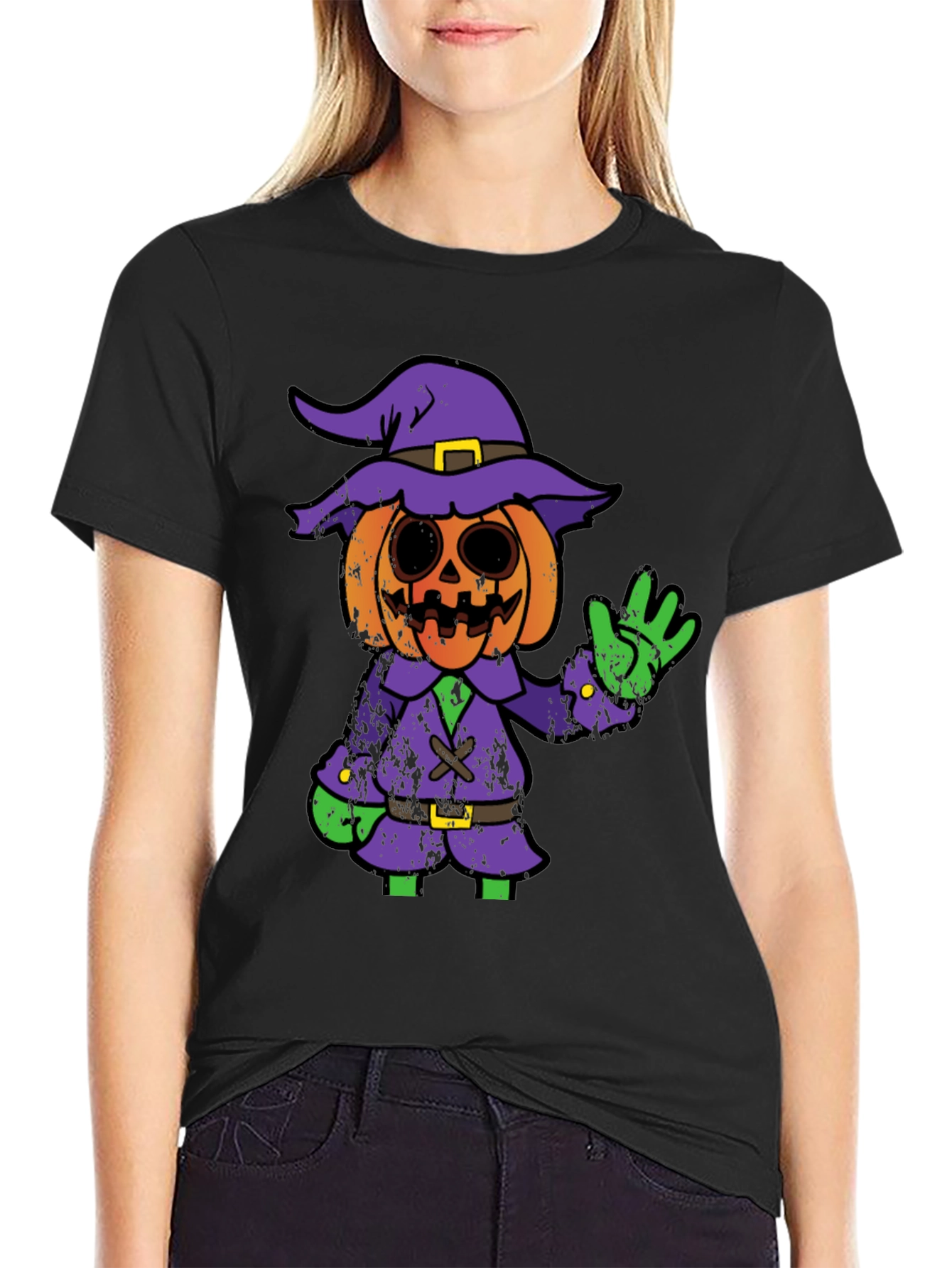 Halloween Pumpkin Witch Graphic Tee