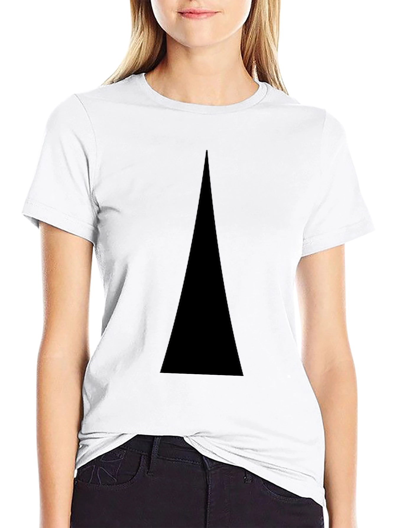 Mens Black T-Shirt with Solid Triangle Design