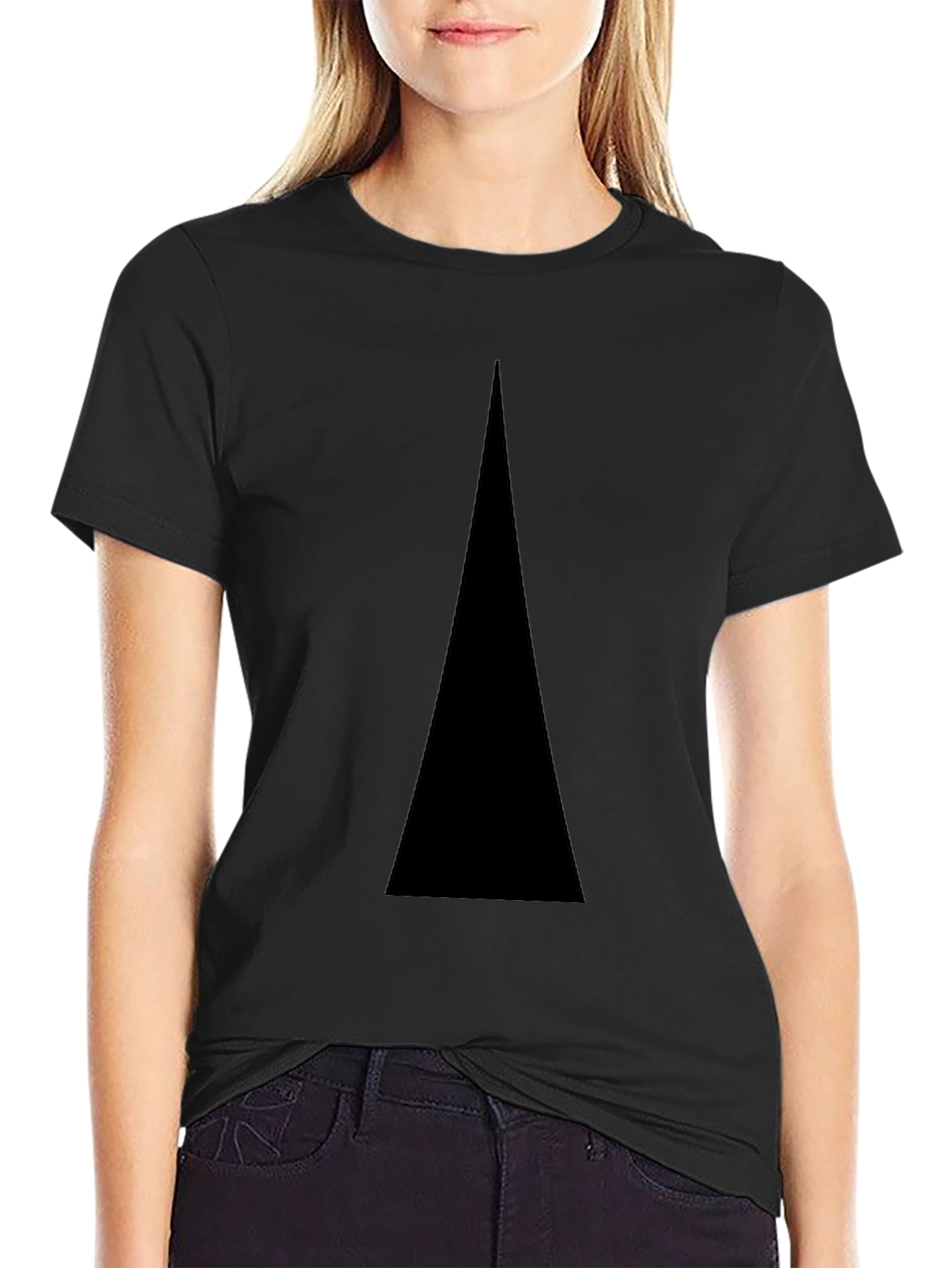 Mens Black T-Shirt with Solid Triangle Design