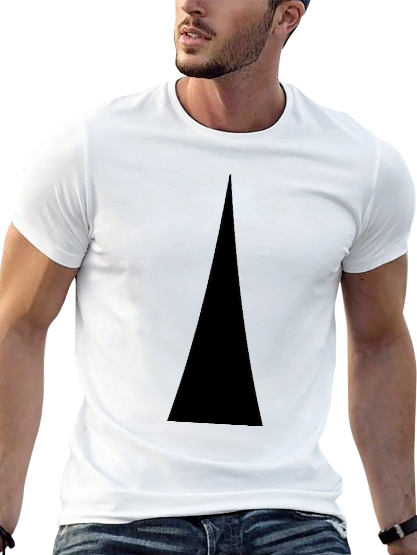 Mens Black T-Shirt with Solid Triangle Design