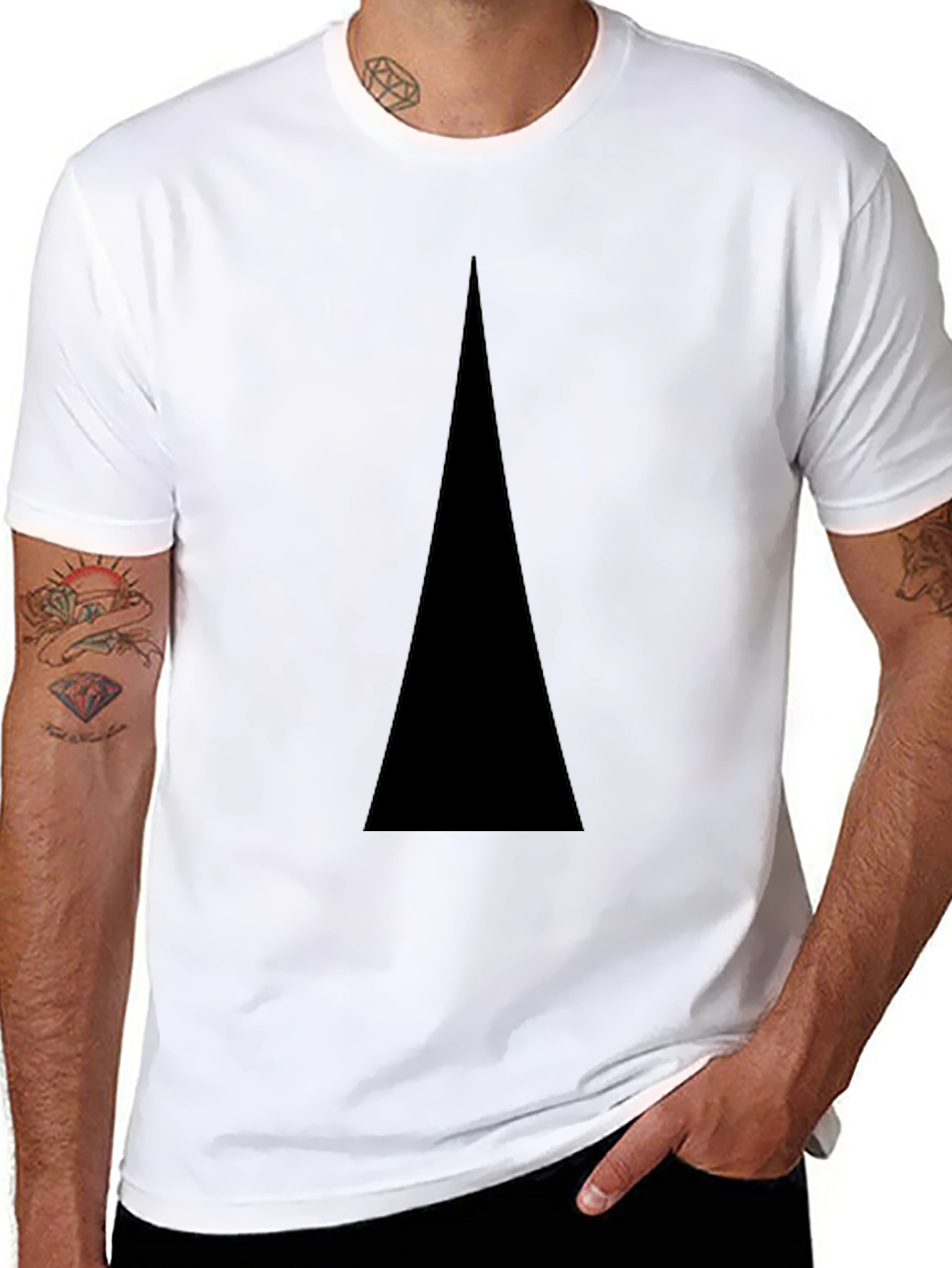 Mens Black T-Shirt with Solid Triangle Design