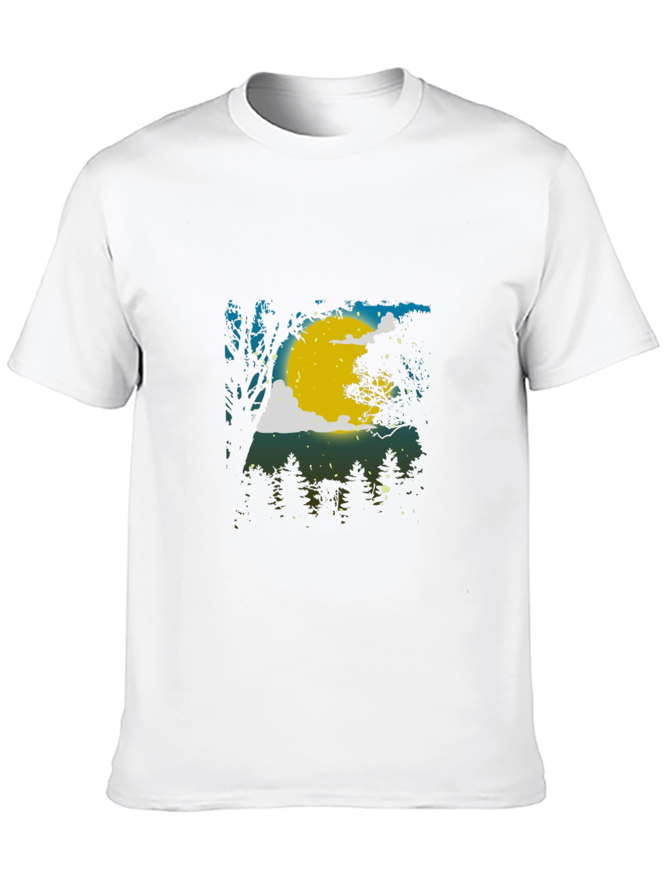 Moonlit Forest Graphic Tee - Black Cotton Blend