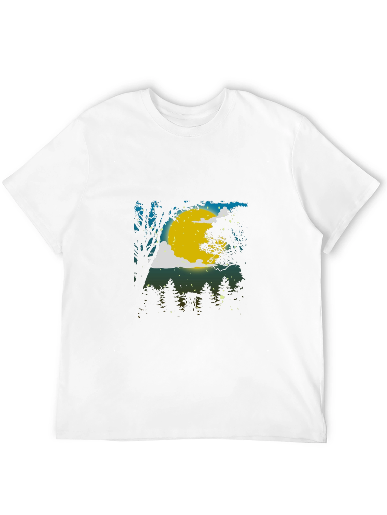 Moonlit Forest Graphic Tee - Black Cotton Blend