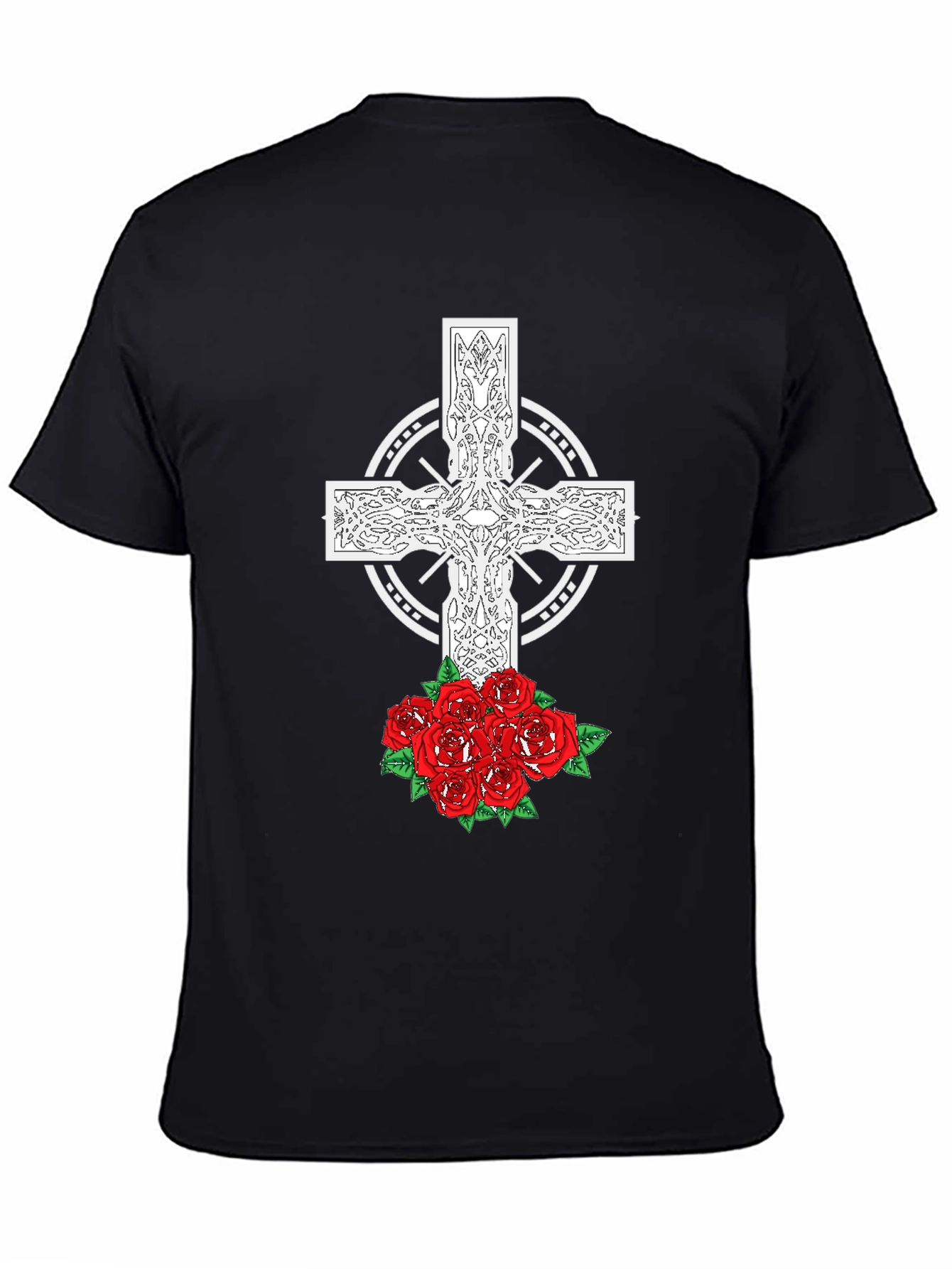 Celtic Cross and Roses Graphic Tee