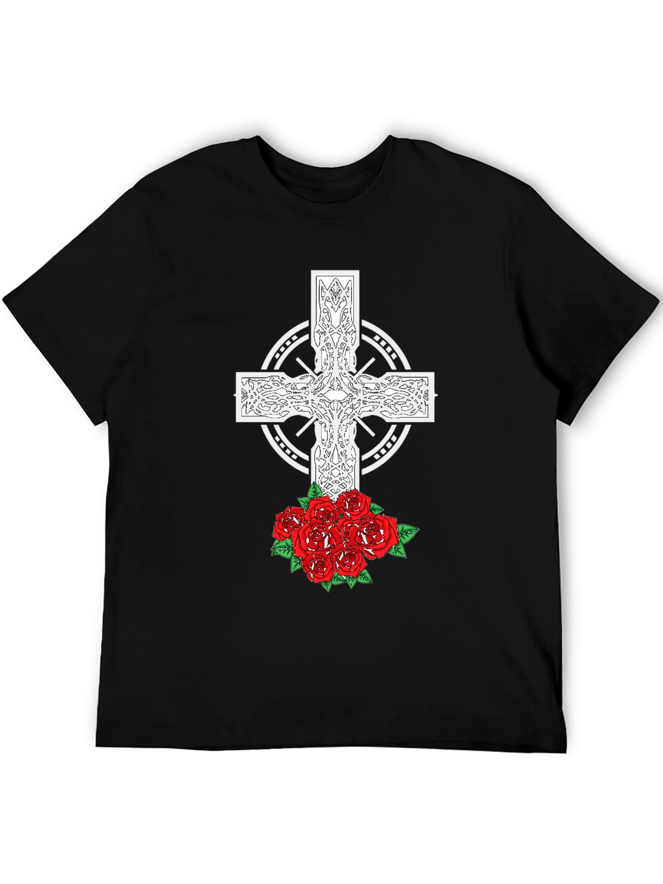 Celtic Cross and Roses Graphic Tee