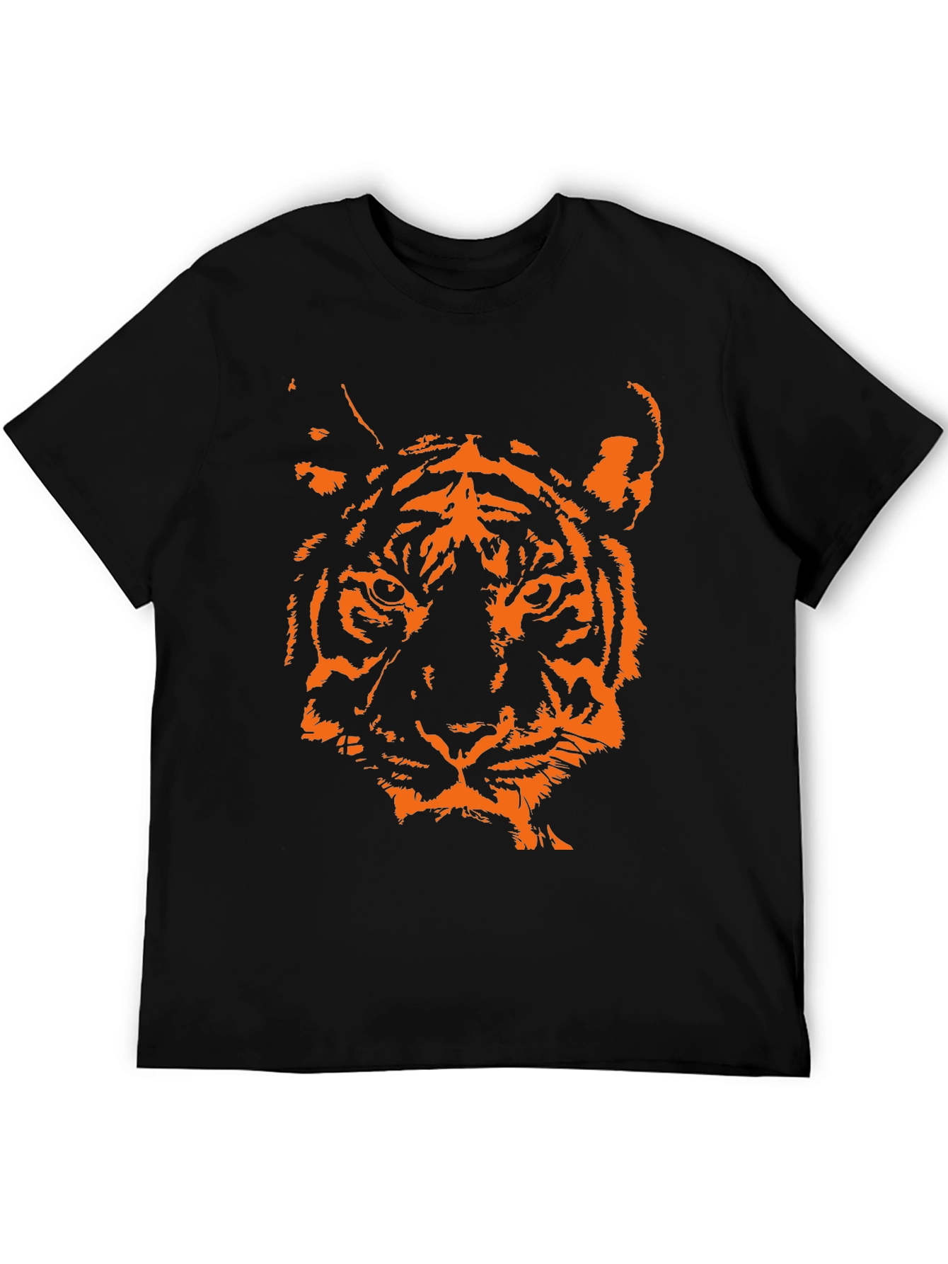 Tiger Graphic Print Crew Neck T-Shirt - Black