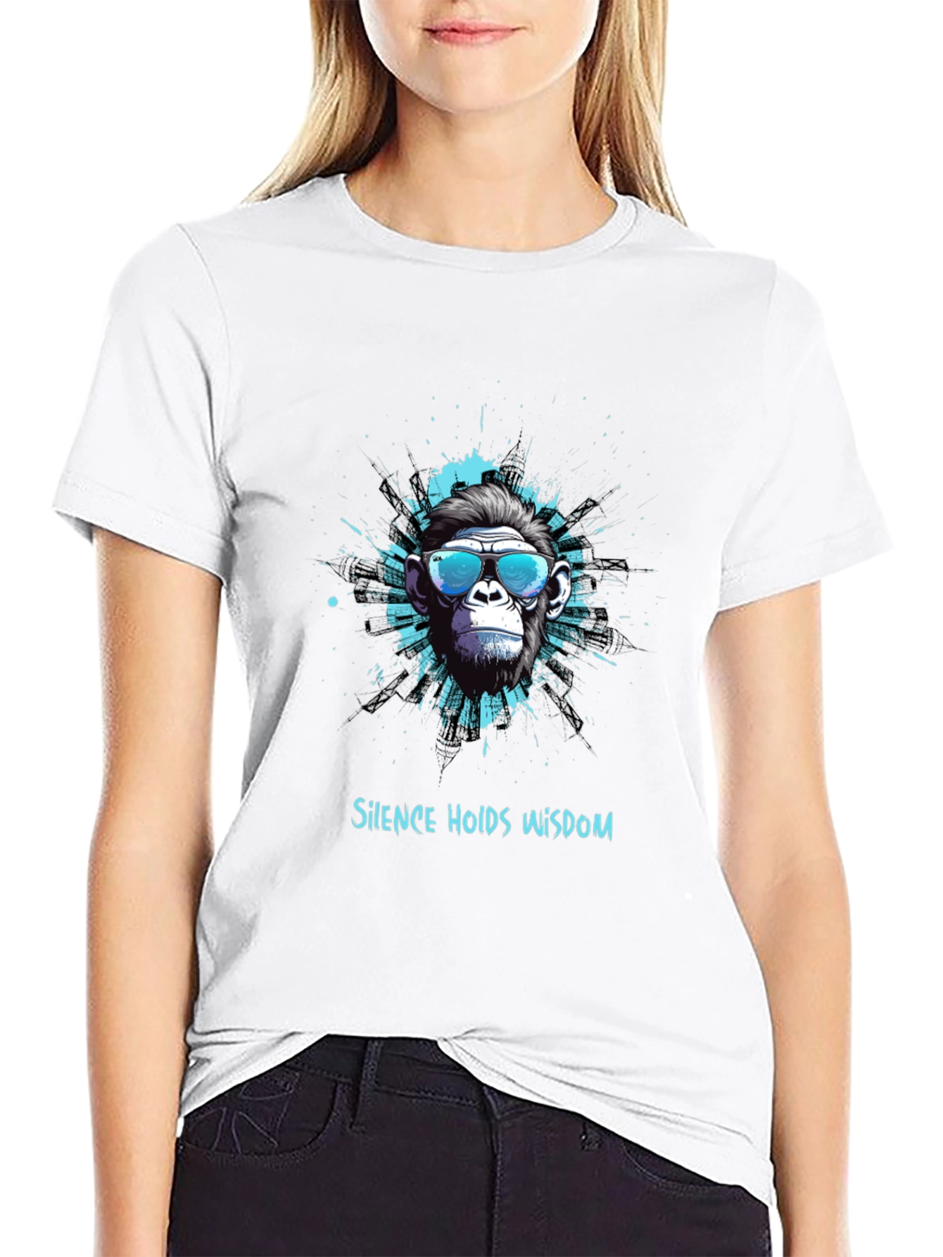 Cool Monkey Graphic Tee - Silence Holds Wisdom