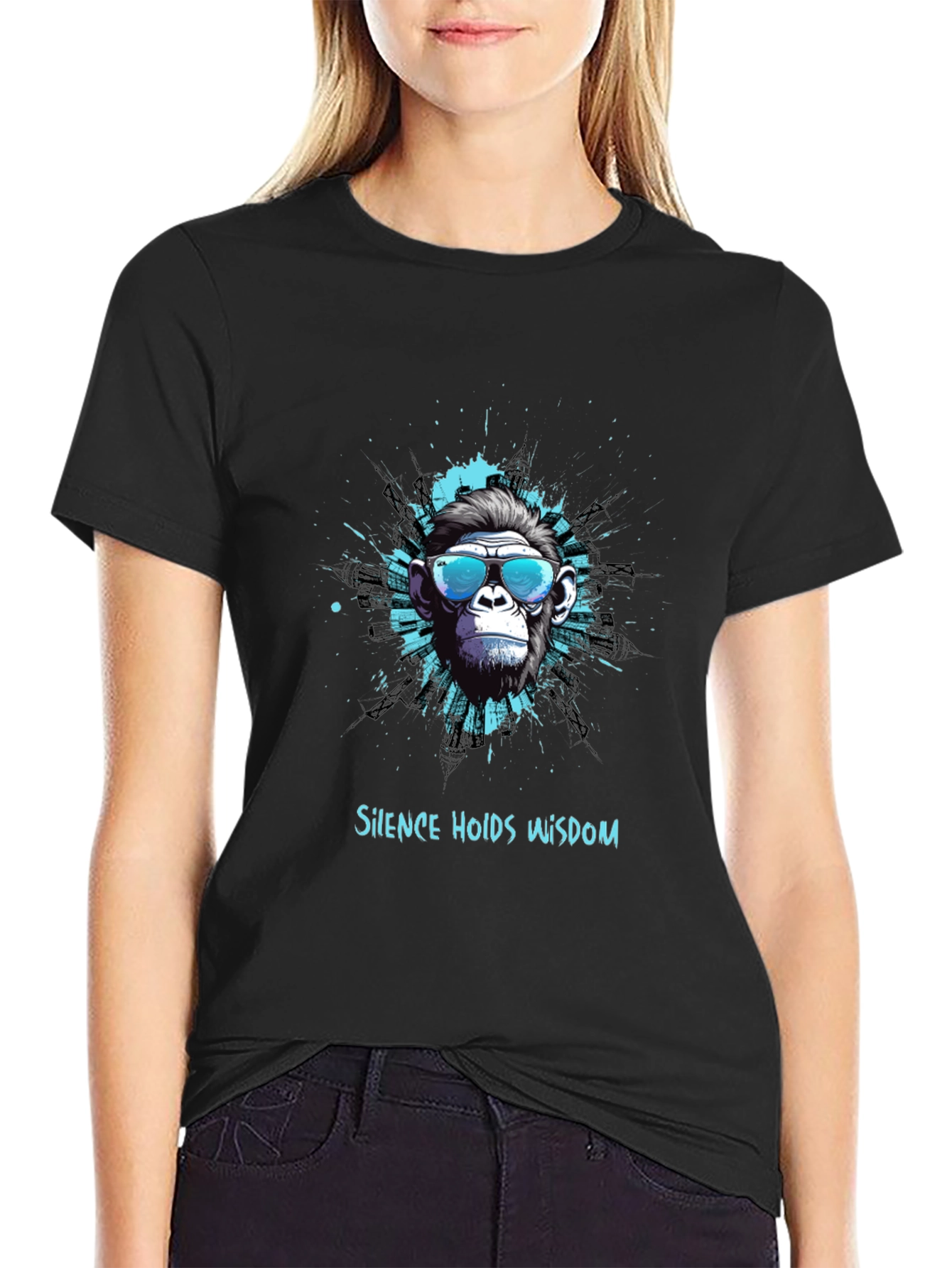 Cool Monkey Graphic Tee - Silence Holds Wisdom