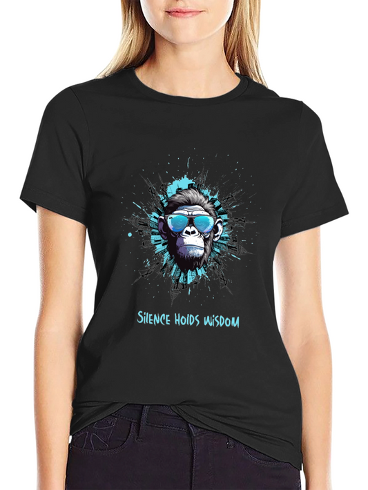 Cool Monkey Graphic Tee - Silence Holds Wisdom