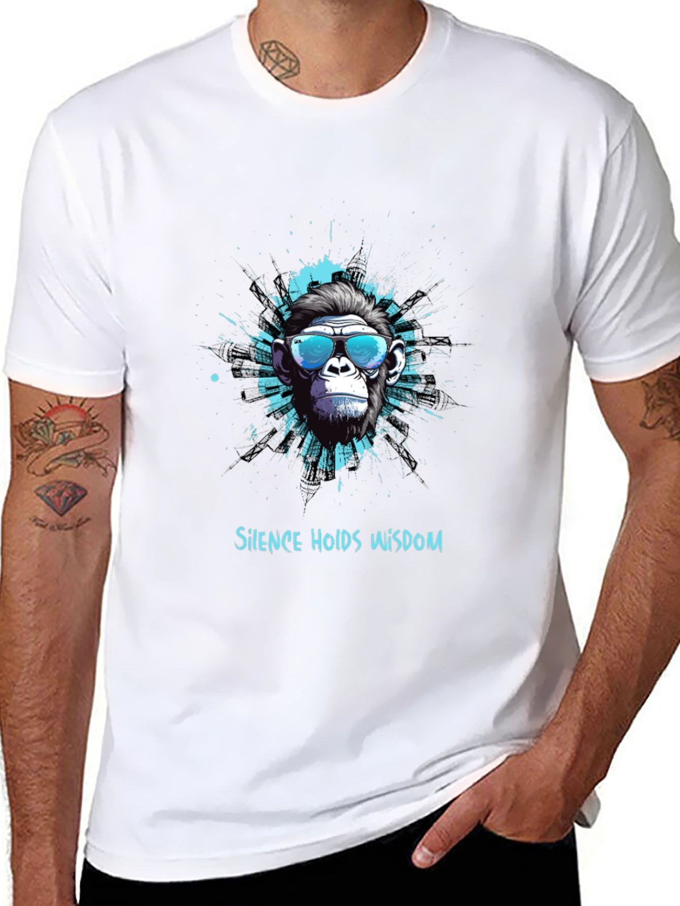 Cool Monkey Graphic Tee - Silence Holds Wisdom