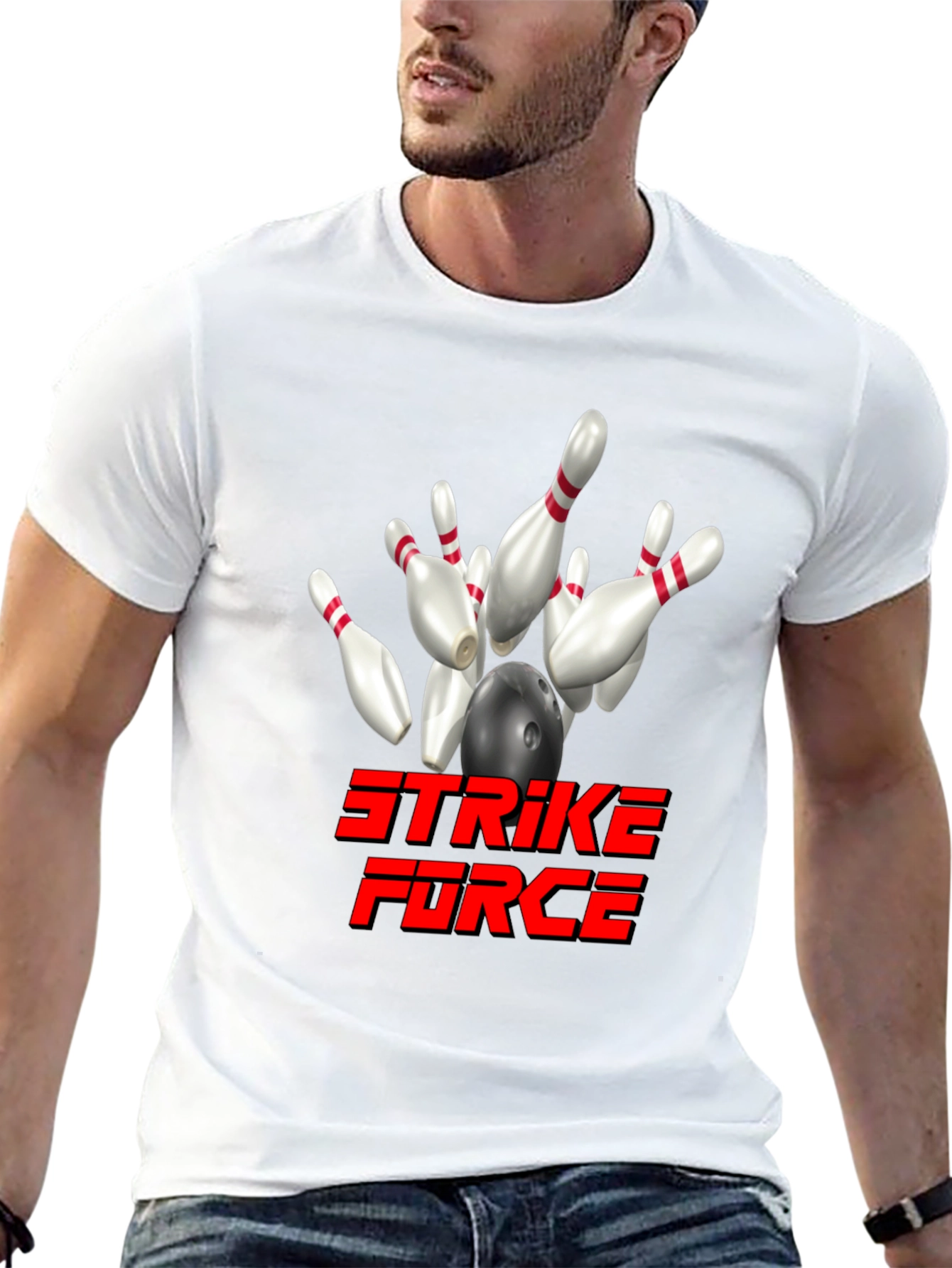 Strike Force Bowling T-Shirt - Black Cotton Blend