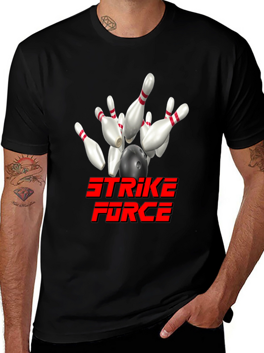 Strike Force Bowling T-Shirt - Black Cotton Blend