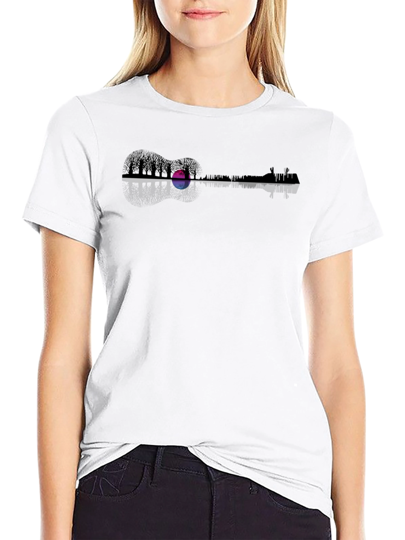 Guitar Landscape Graphic Tee - Black