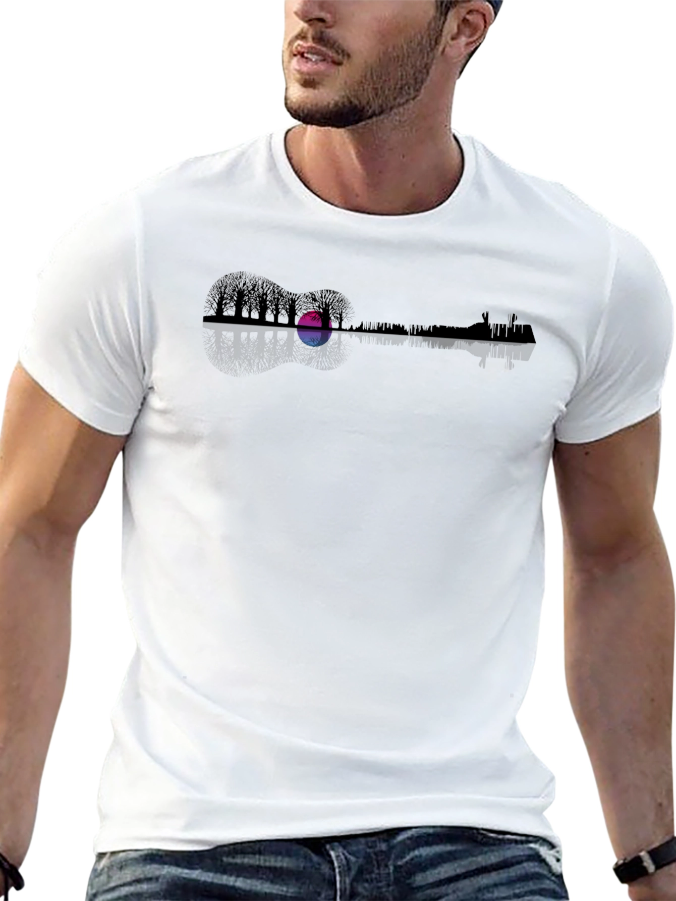 Guitar Landscape Graphic Tee - Black