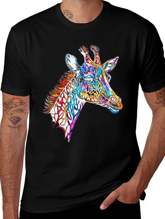Colorful Giraffe Graphic T-Shirt - Stylish Animal Tee