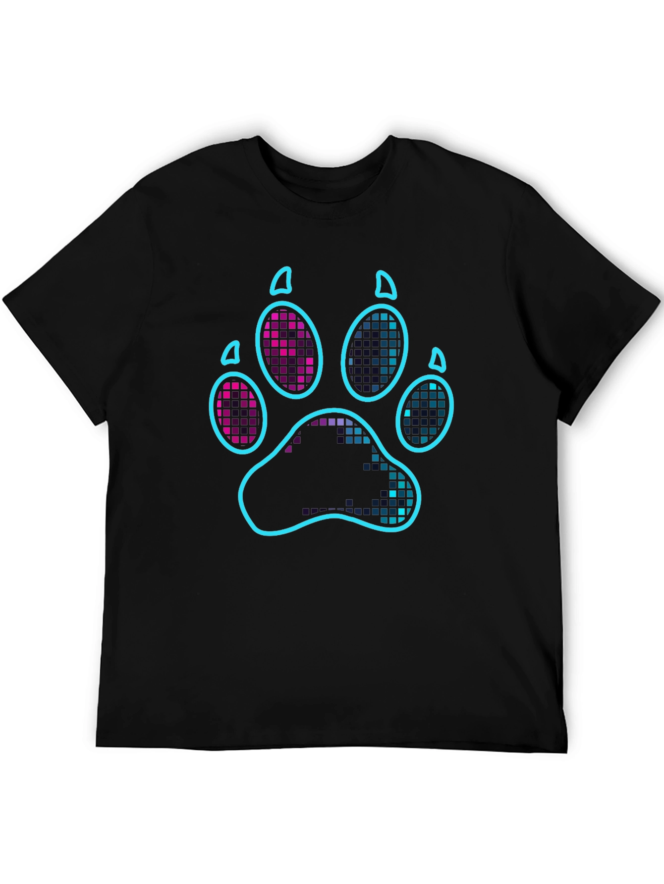 Neon Paw Print Graphic T-Shirt - Casual Style