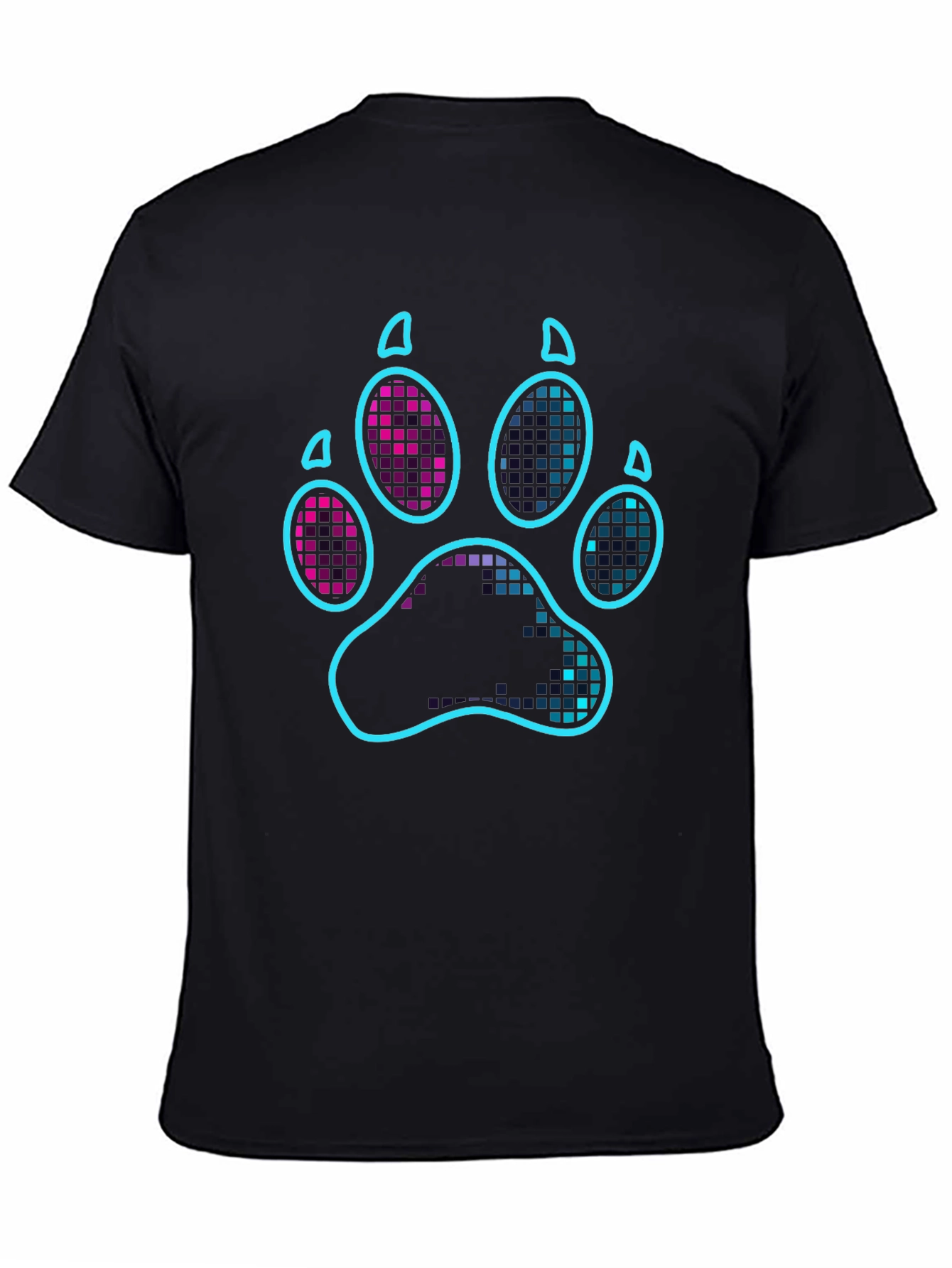 Neon Paw Print Graphic T-Shirt - Casual Style