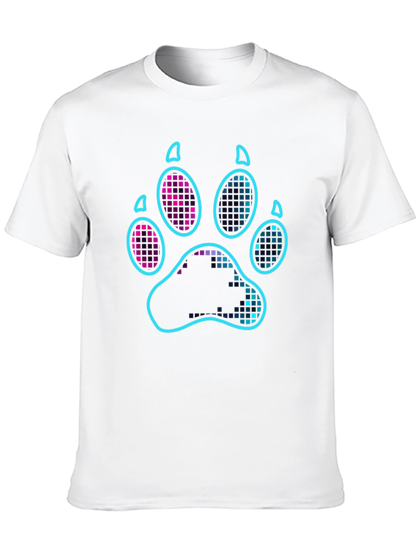 Neon Paw Print Graphic T-Shirt - Casual Style