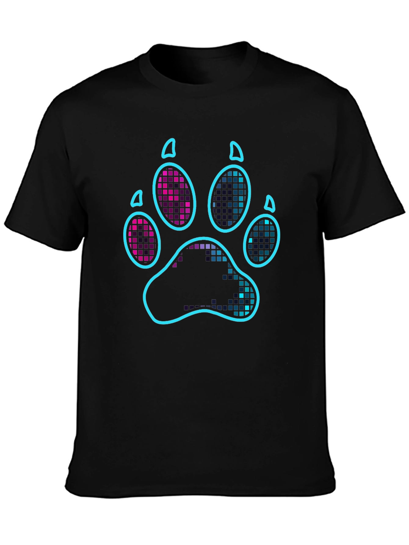 Neon Paw Print Graphic T-Shirt - Casual Style