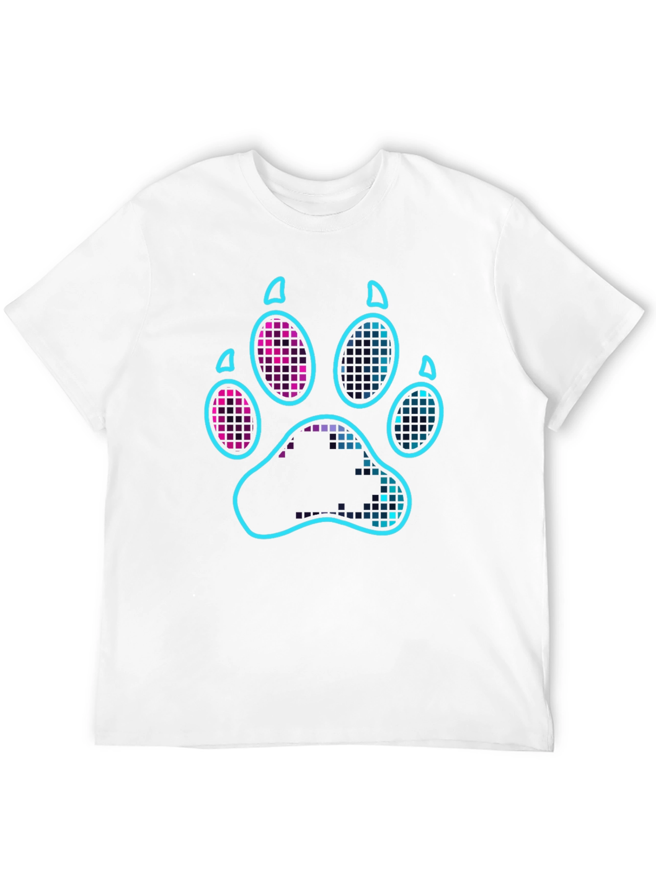 Neon Paw Print Graphic T-Shirt - Casual Style