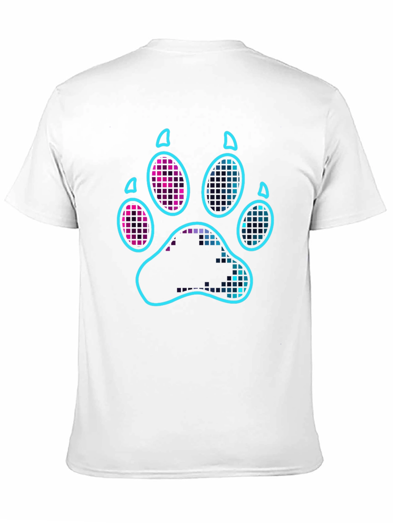 Neon Paw Print Graphic T-Shirt - Casual Style