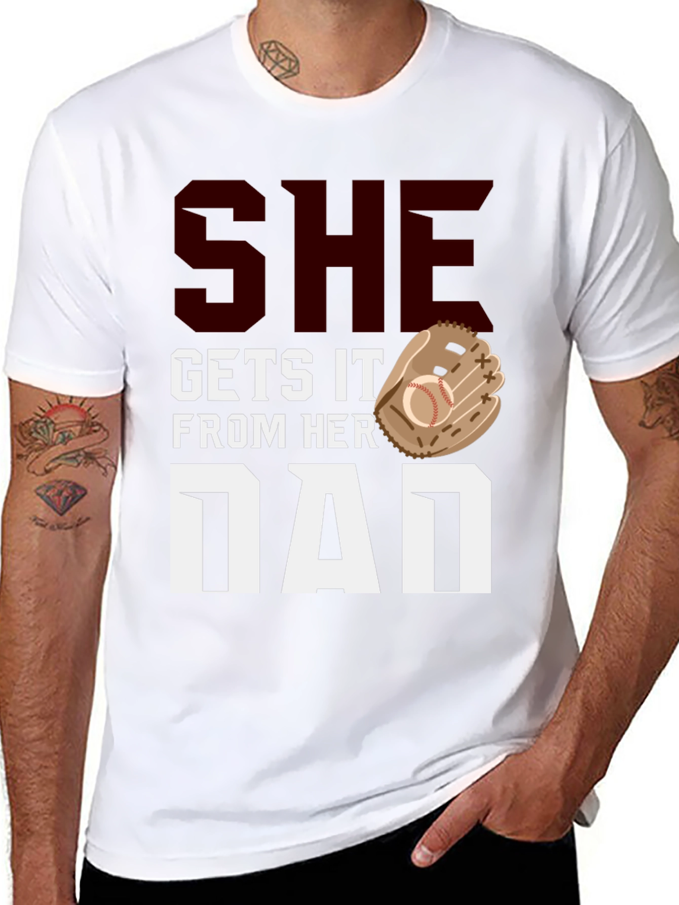 She Gets It From Her Dad Baseball T-Shirt