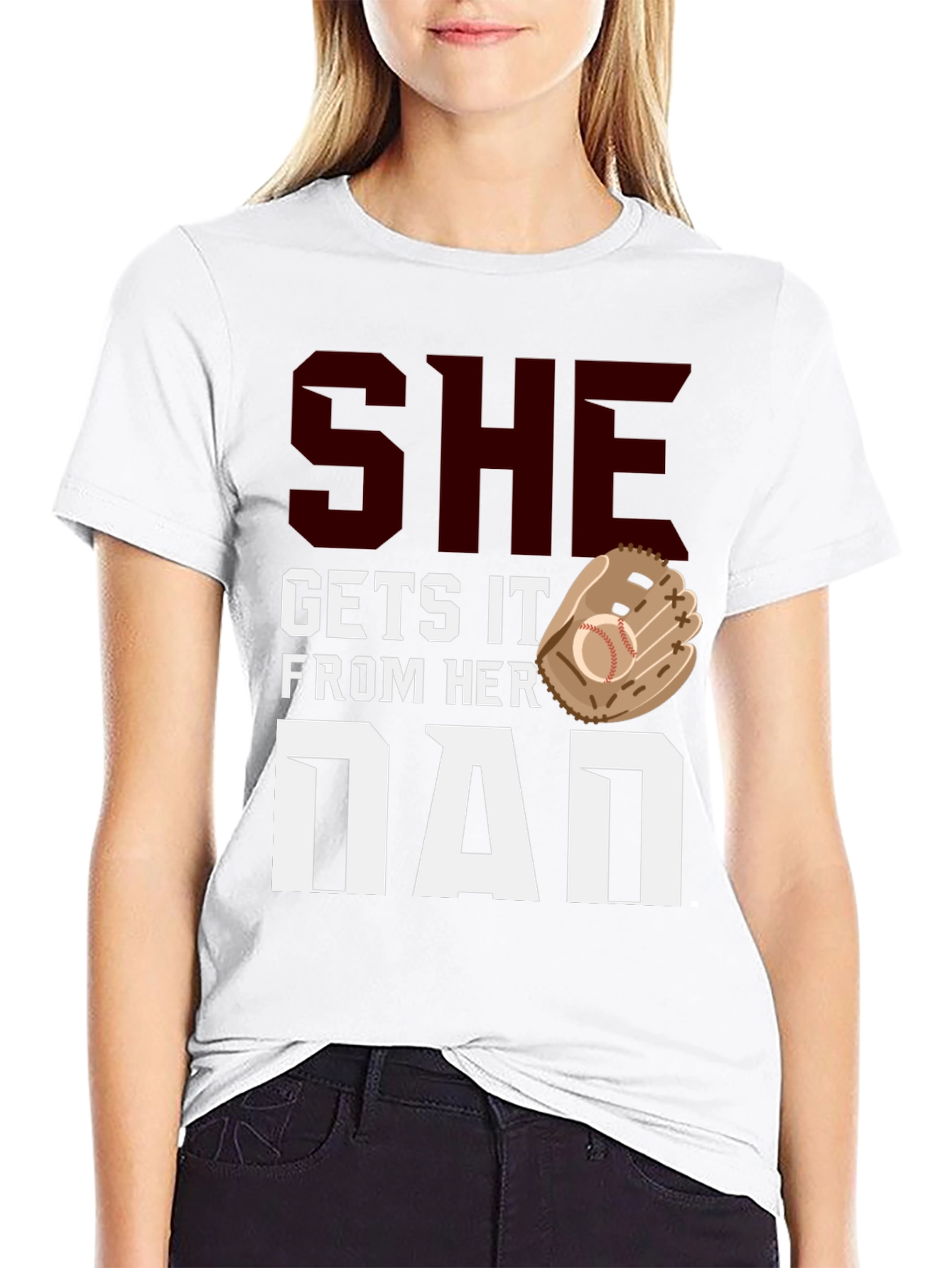 She Gets It From Her Dad Baseball T-Shirt