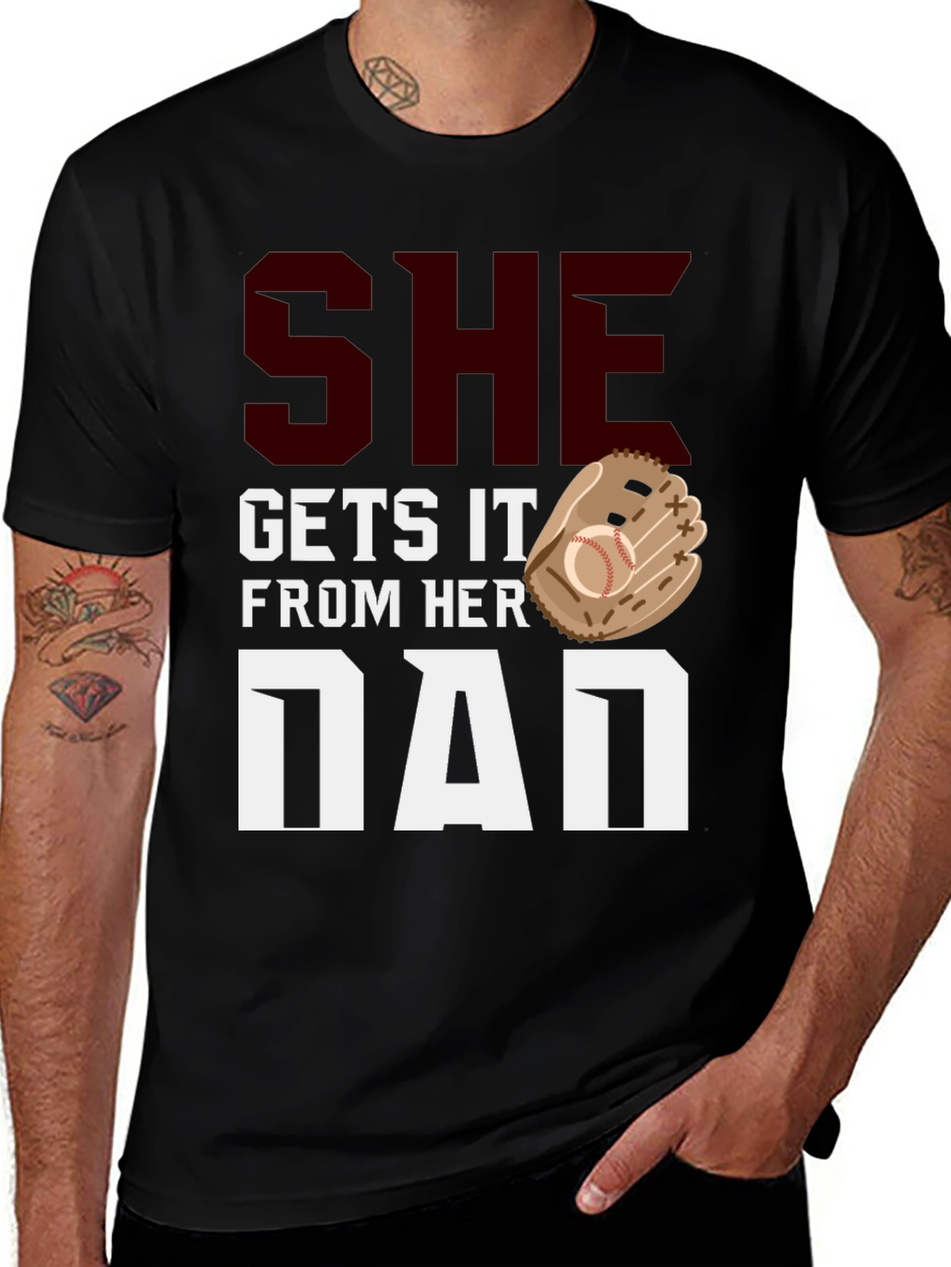 She Gets It From Her Dad Baseball T-Shirt