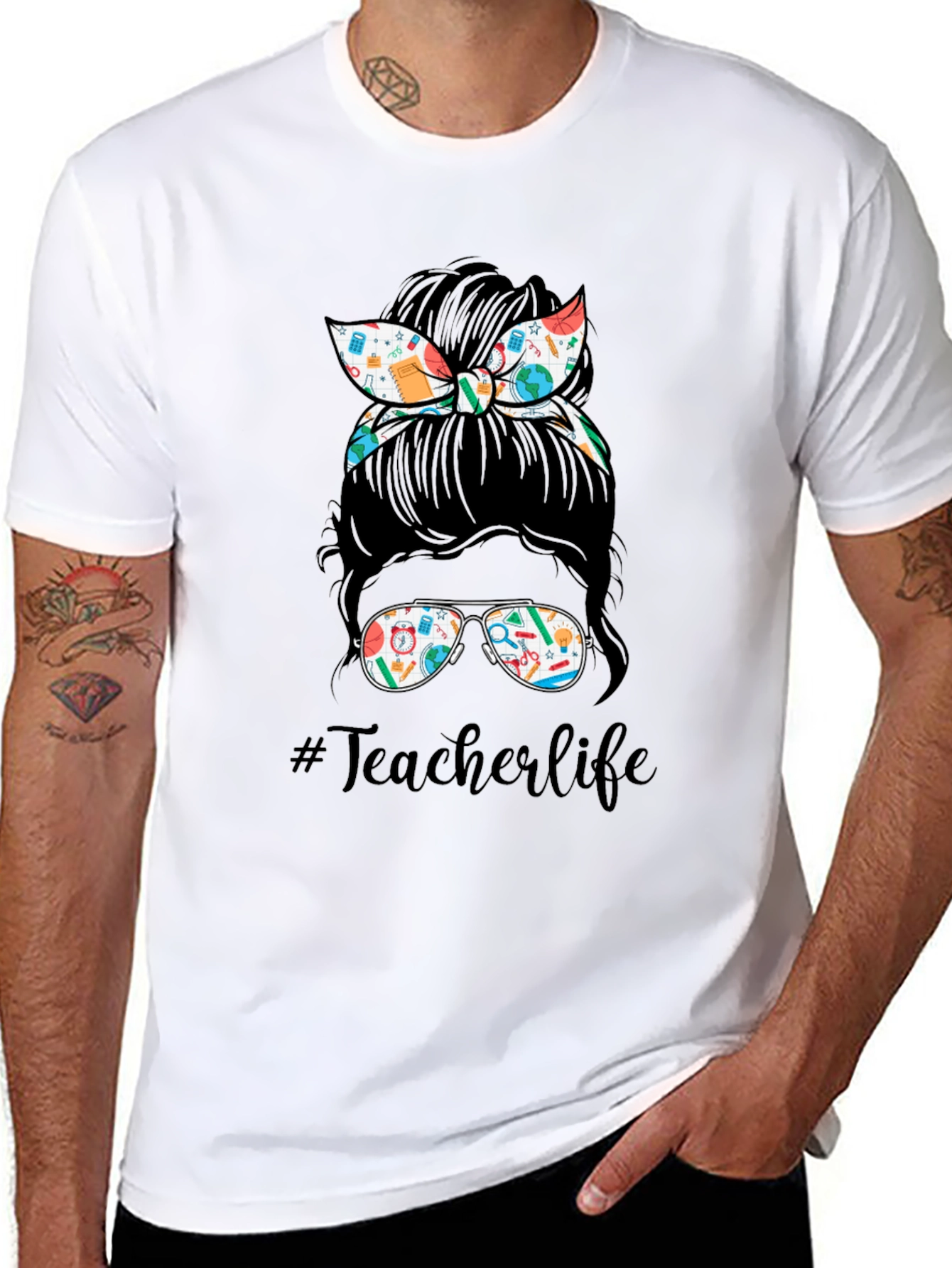 Teacher Life Messy Bun T-Shirt