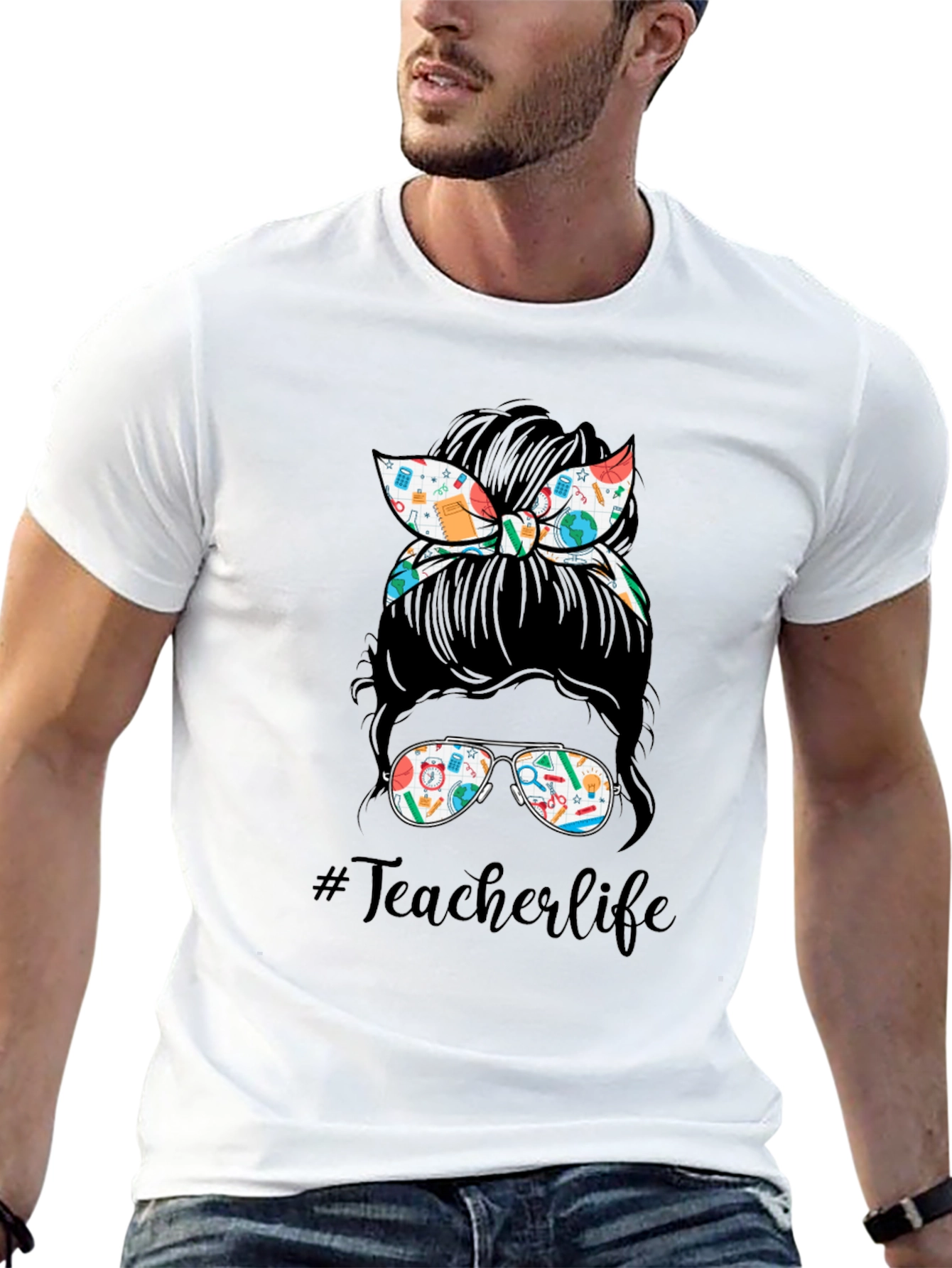 Teacher Life Messy Bun T-Shirt