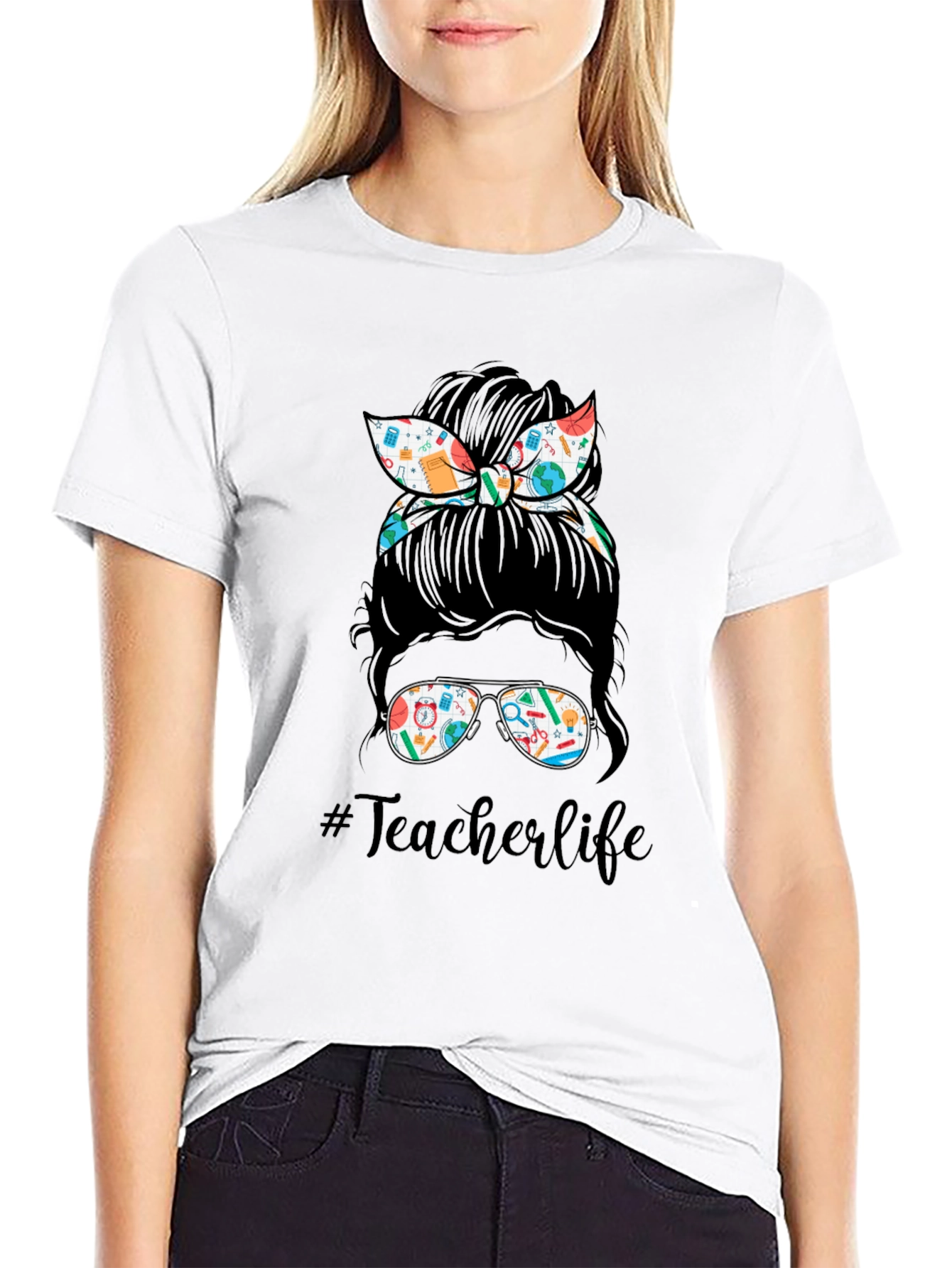 Teacher Life Messy Bun T-Shirt